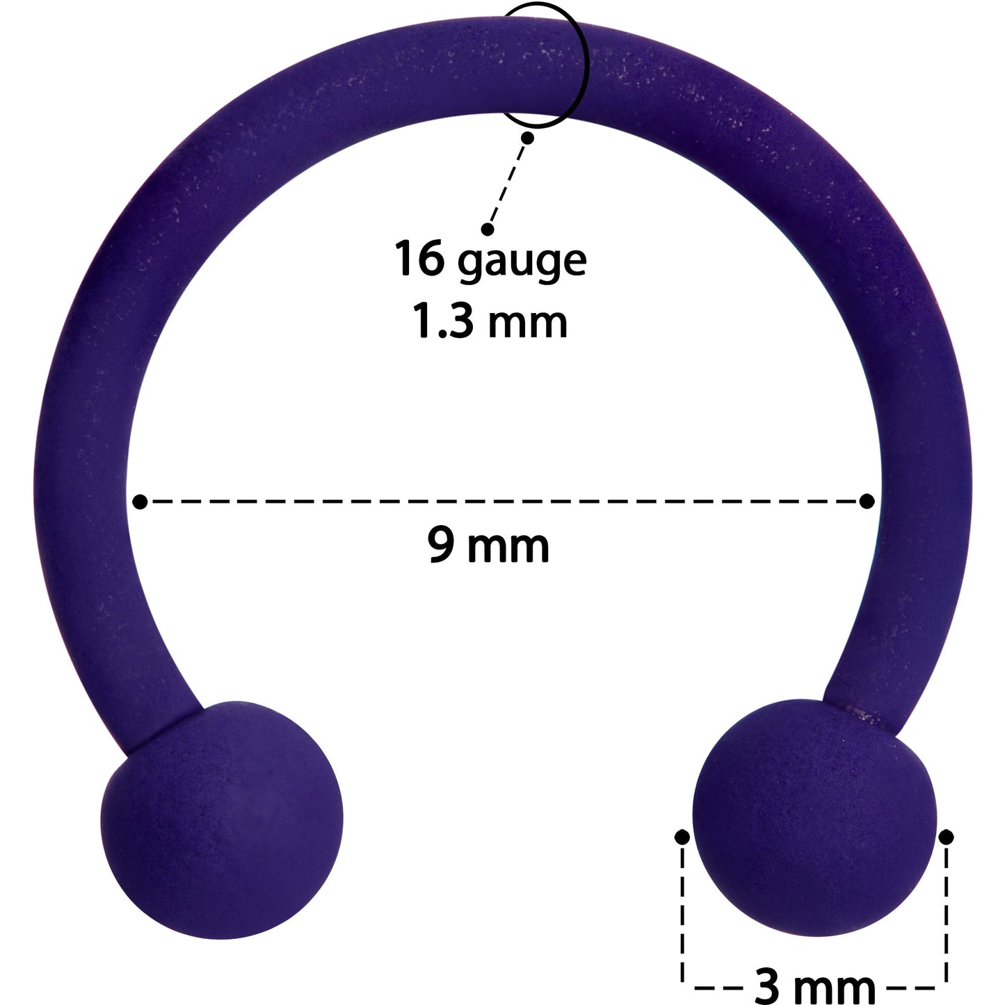 16G 3/8 Delicious Dark Purple Matte Horseshoe Circular Barbell