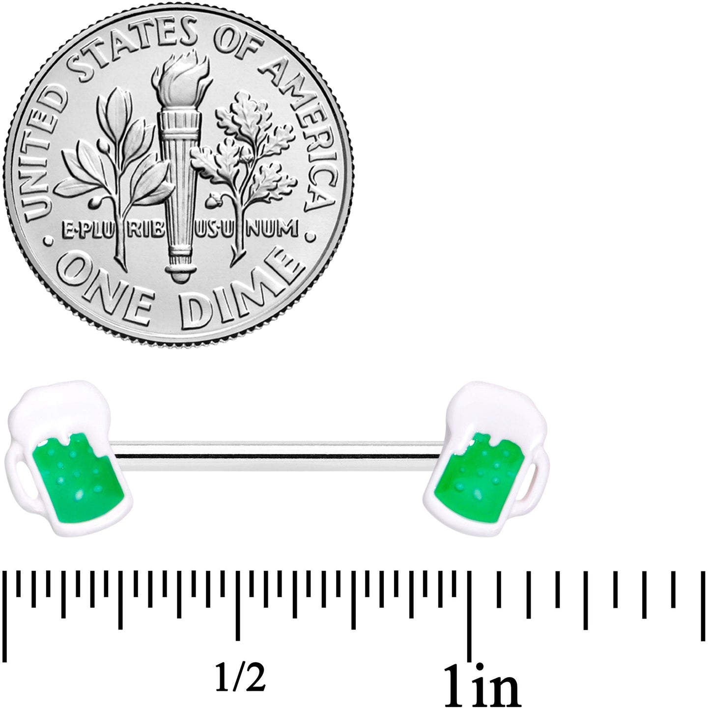 14G 9/16 Green Beer St Patricks Horseshoe Barbell Nipple Set of 4