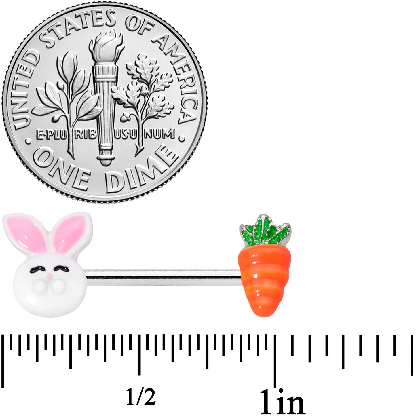14G 9/16 Carrot Easter Bunny Barbell Nipple Ring Set