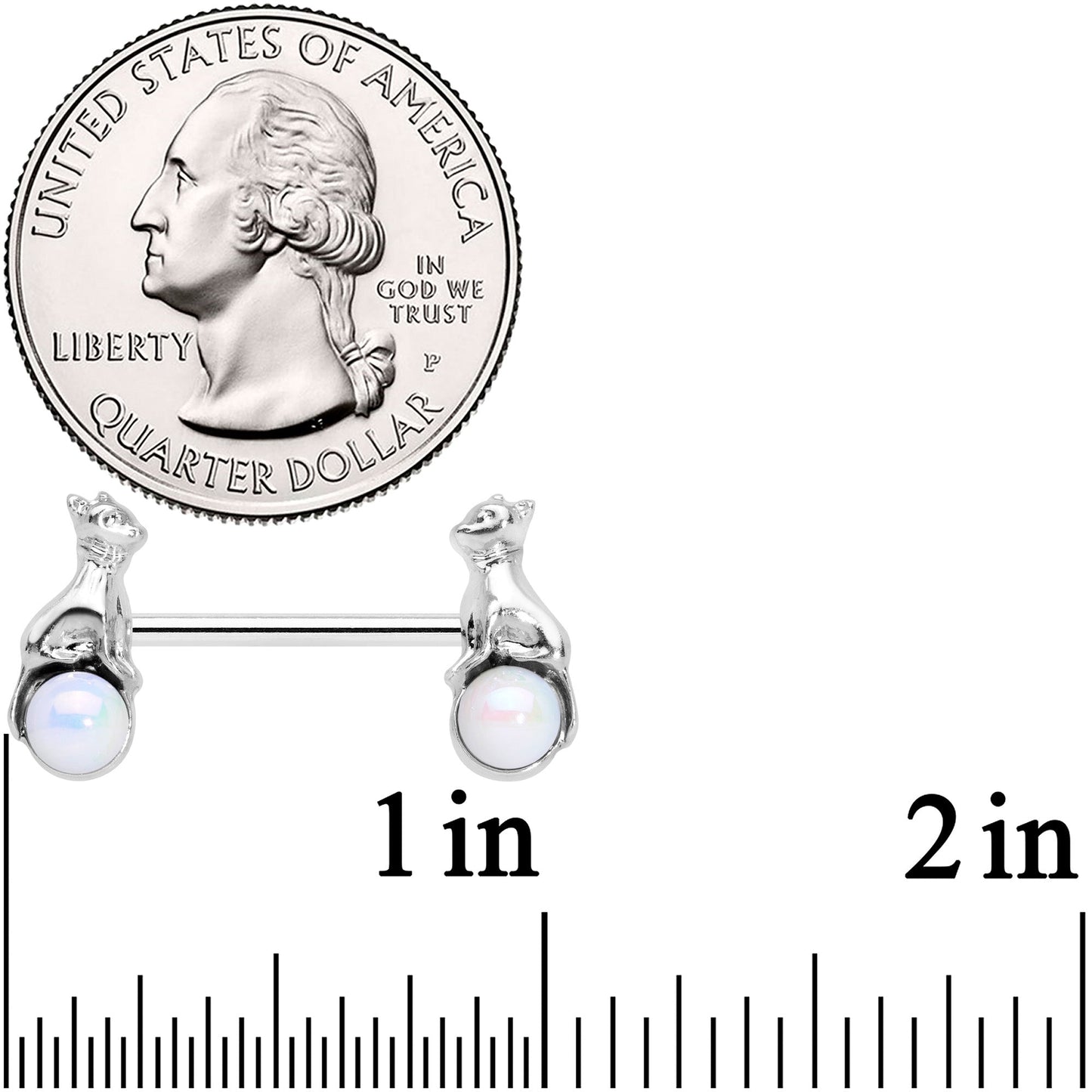 14G 9/16 Aurora Orb Baby Bear Barbell Nipple Ring Set