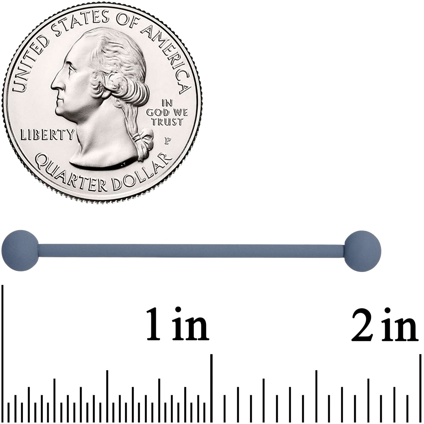 14G Gorgeous Grey Matte Industrial Barbell 38mm