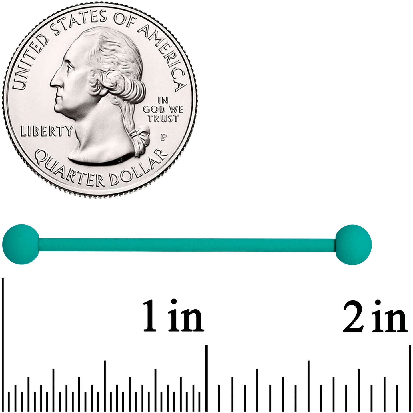 14G Totally Teal Matte Industrial Barbell 38mm