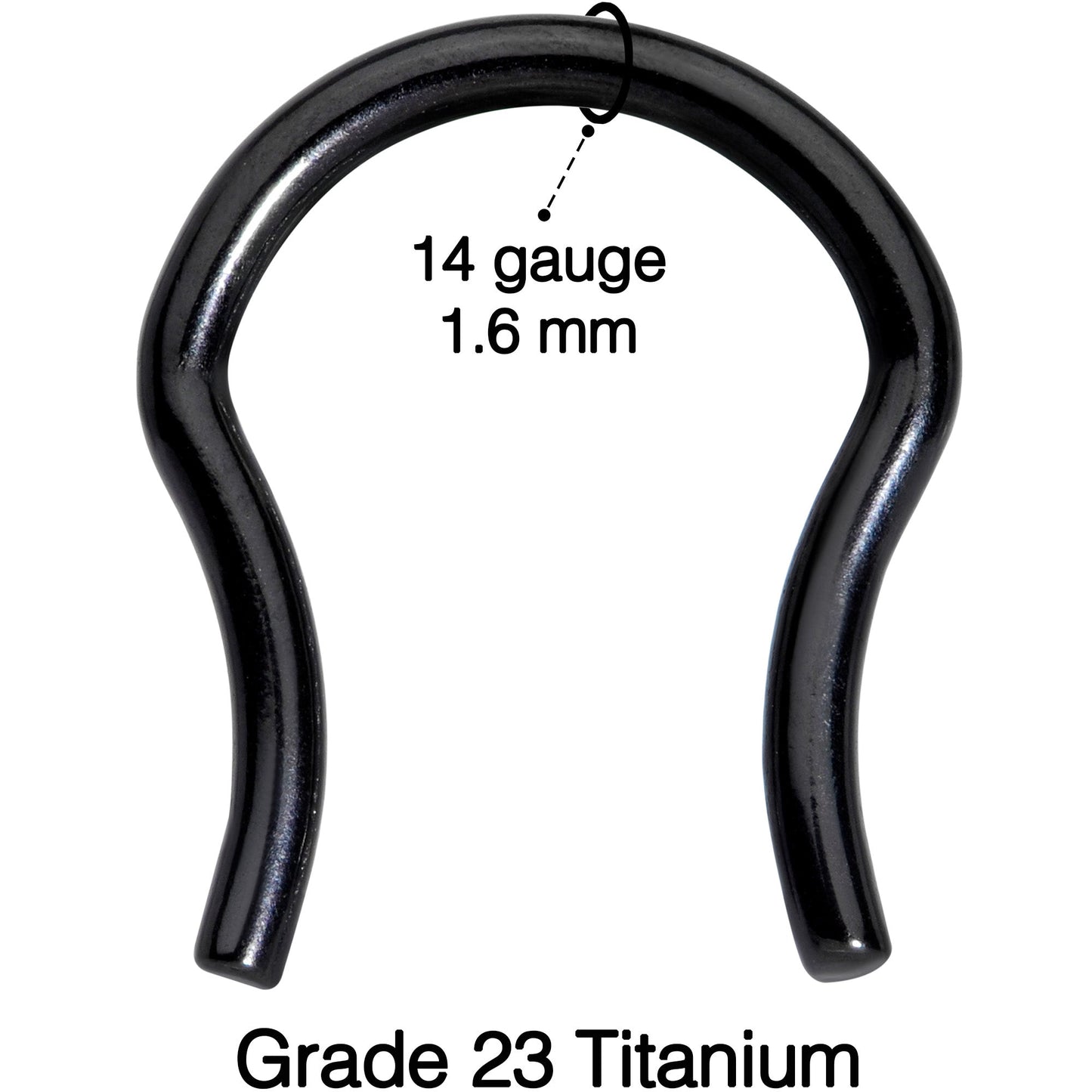 14G 5/8 ASTM F-136 Black Titanium Septum Retainer