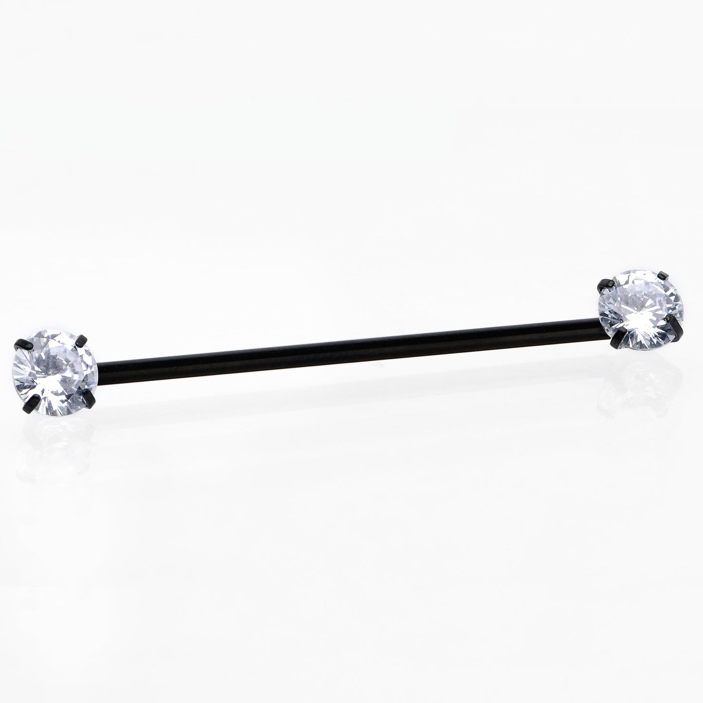14G Clear CZ Gem Black Threadless Industrial Barbell 38mm