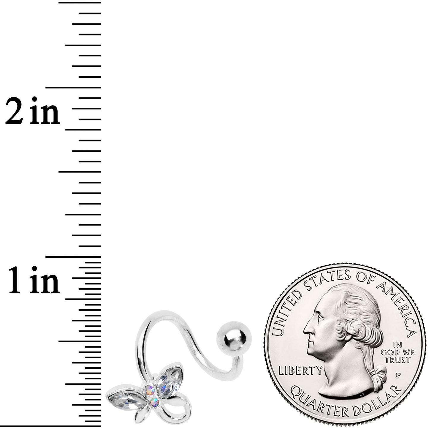 Clear Aurora Gem Loop Butterfly Spiral Twister Belly Ring