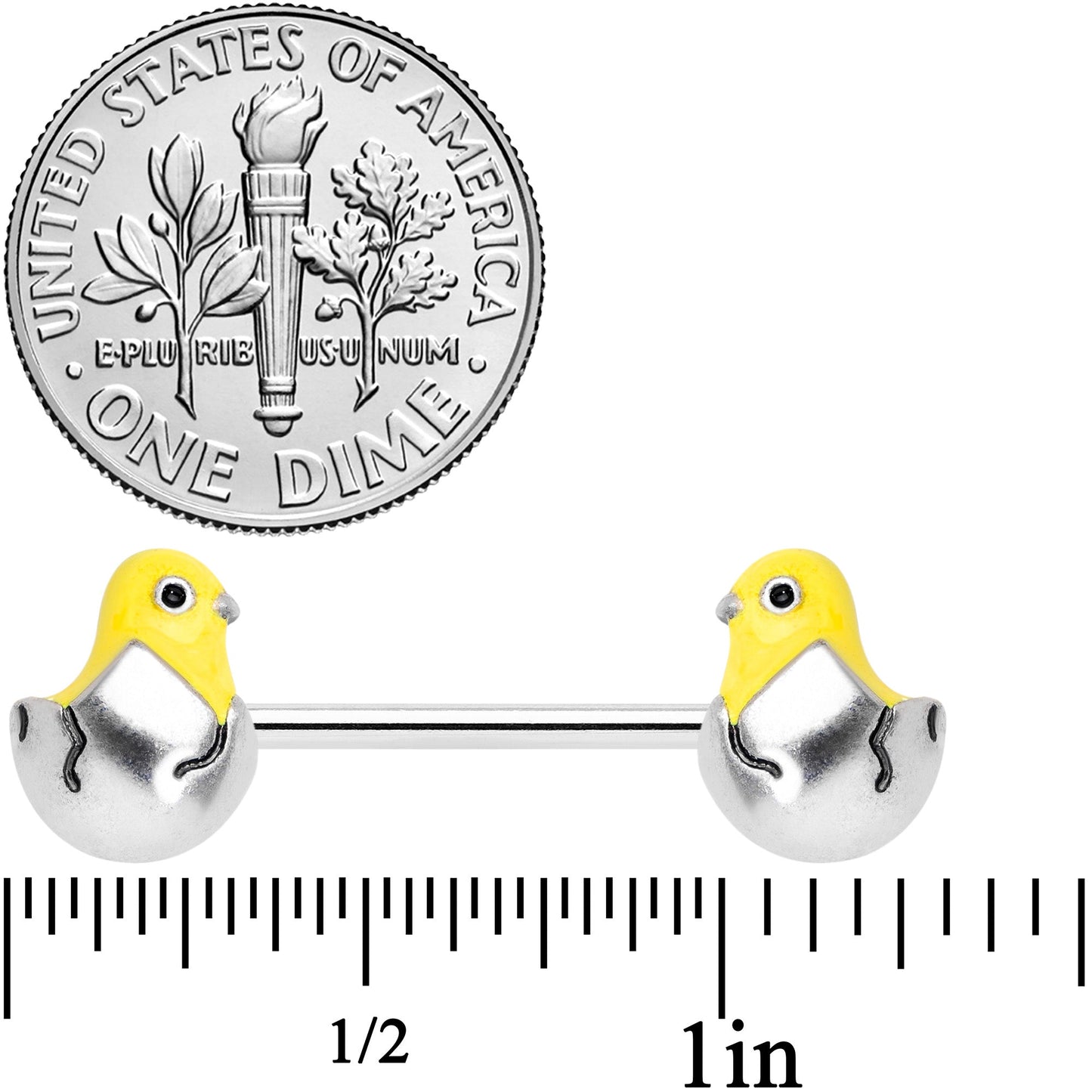 14G 9/16 Hatching Easter Chick Barbell Nipple Ring Set