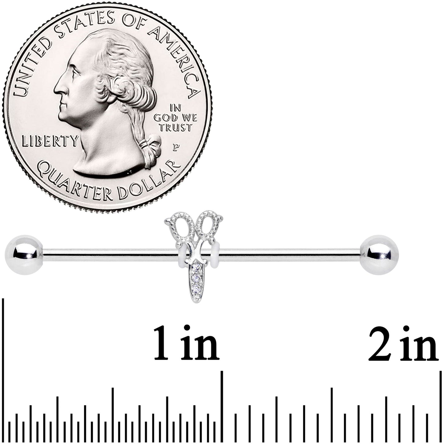 14G Clear Gem Elegant Scissors Industrial Barbell 38mm