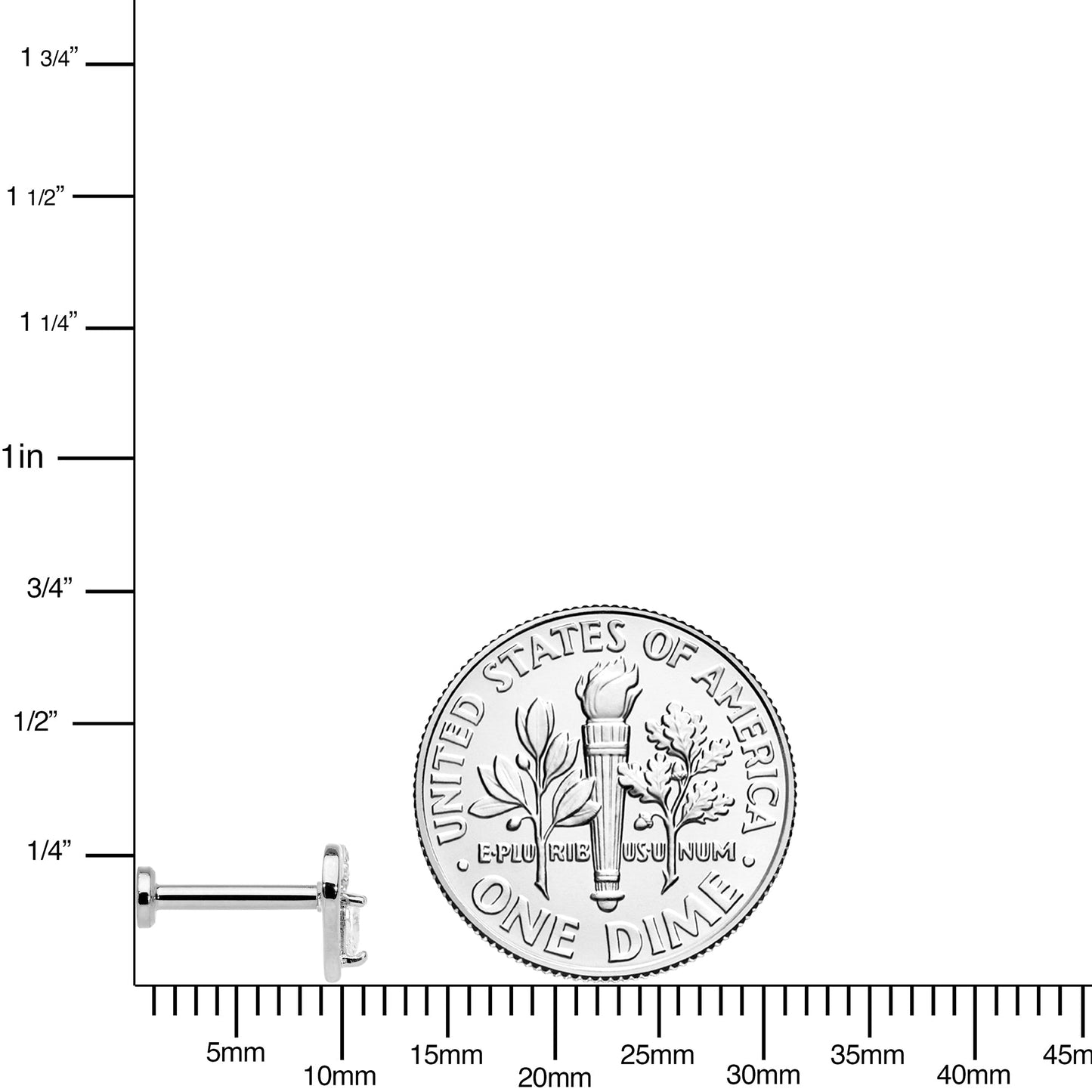 16G 5/16 Clear CZ Gem Airy Heart Internally Threaded Labret