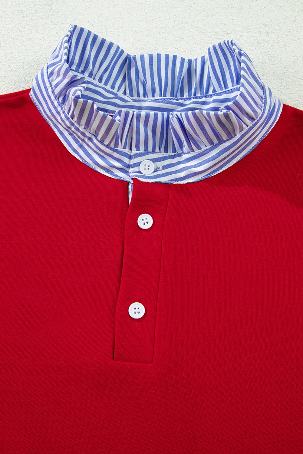 Racing Red Striped Collar Patchwork Satin Bow Sweatshirt and Shorts Set - Jaico Online Shop