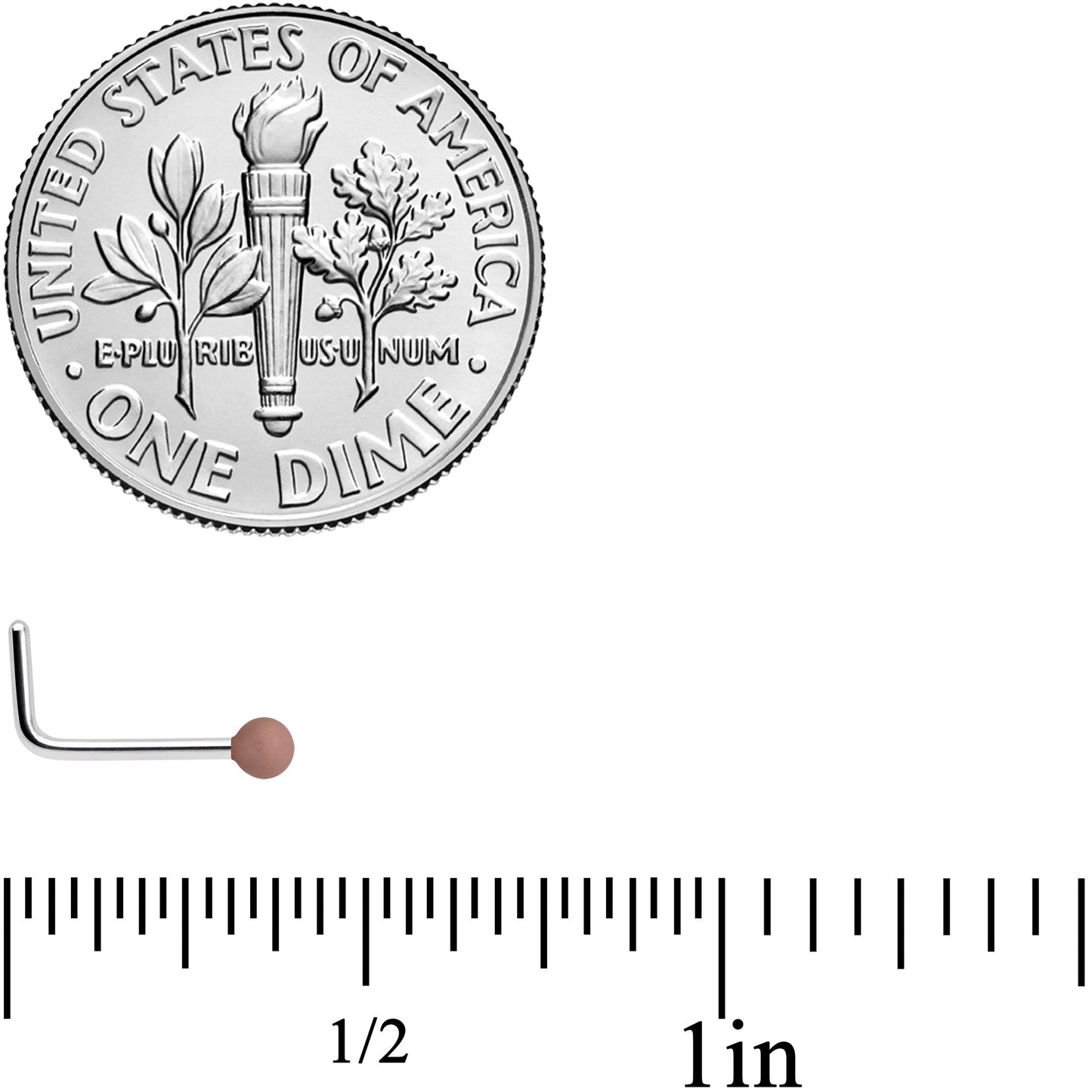 20G 7mm Brown Matte 2mm L Shaped Nose Ring