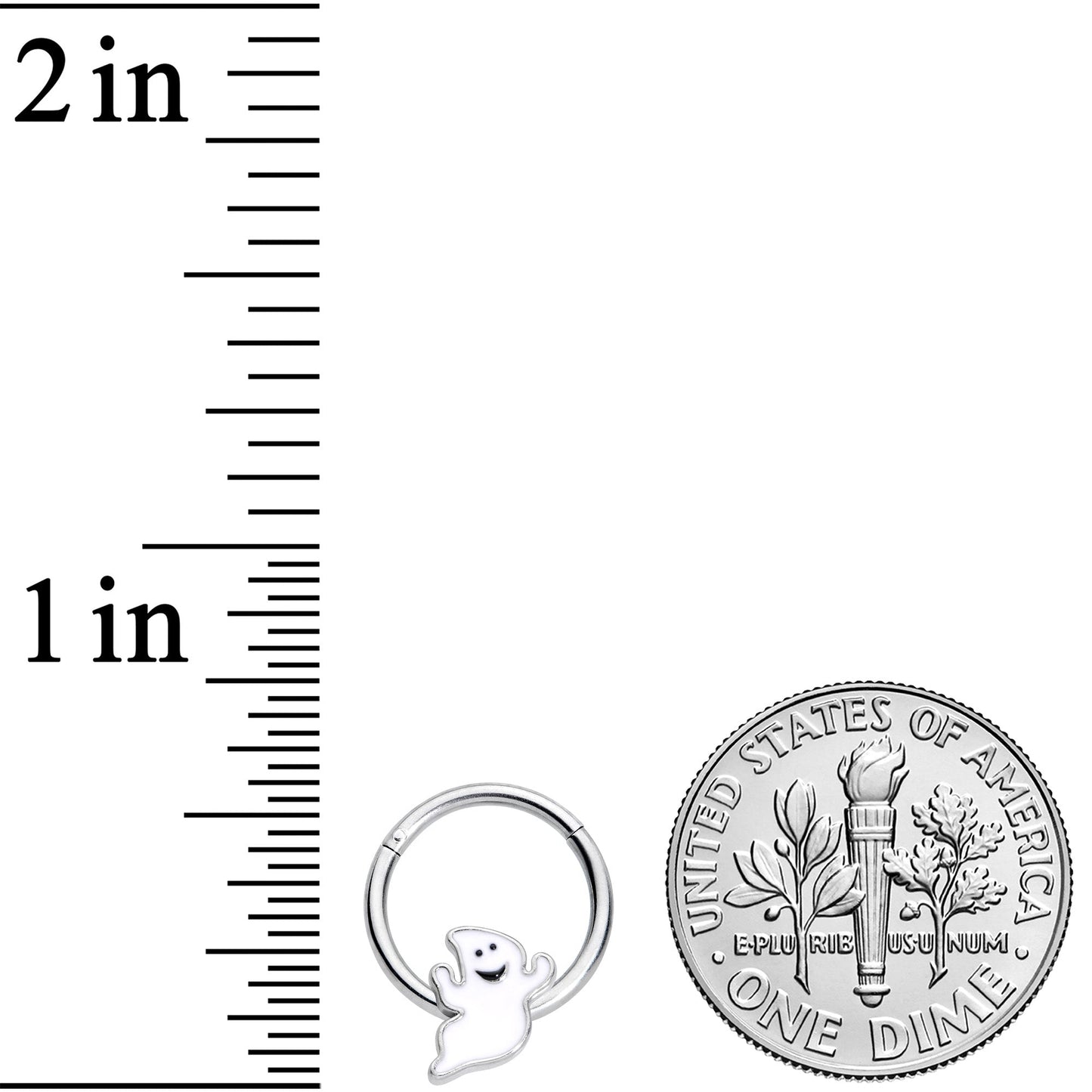 16G 3/8 Happy Ghost Halloween Hinged Segment Ring