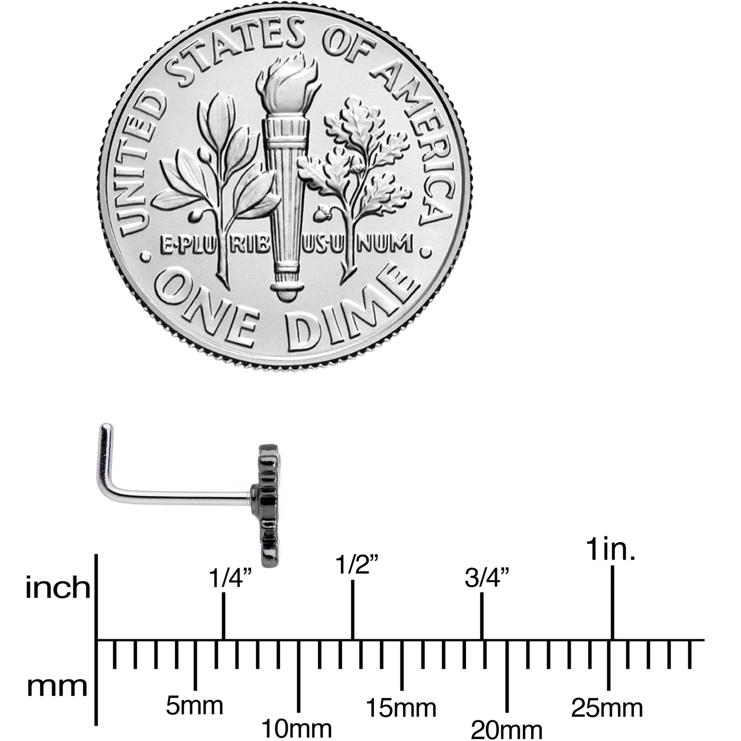 20G 7mm Black Green Mummy Halloween L Shaped Nose Ring