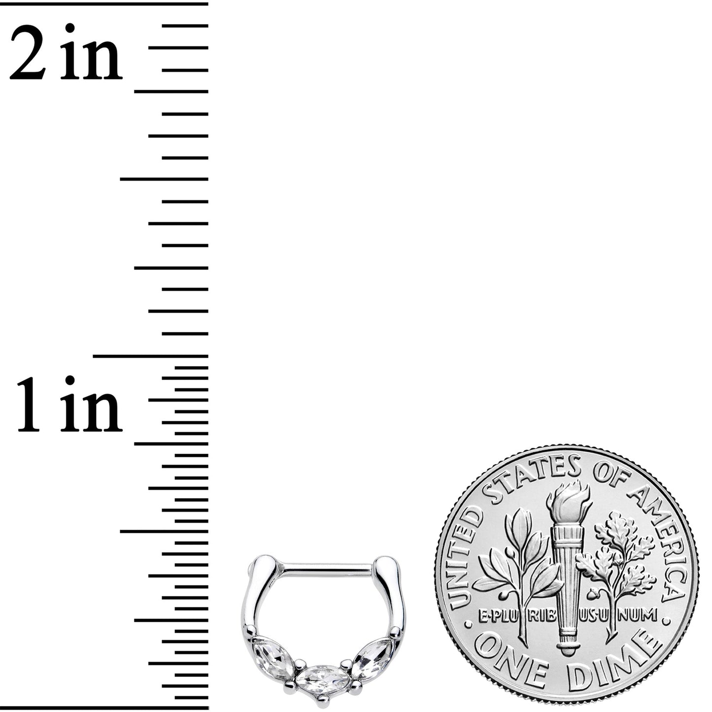 16G 5/16 Clear Gem Oval Trio Cartilage Clicker