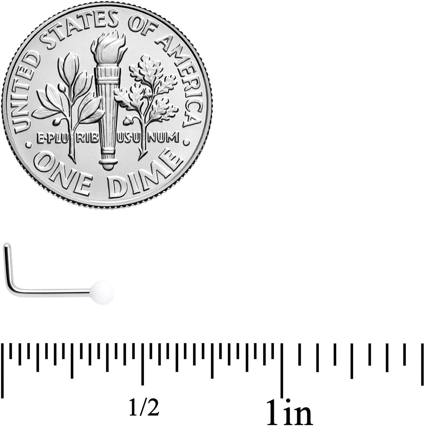 20G 7mm White Matte 2mm L Shaped Nose Ring