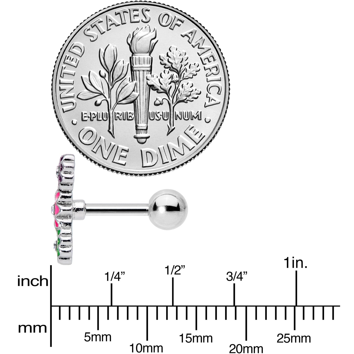 16G 5/16 Clear Gem Floral Garland Cartilage Tragus Earring