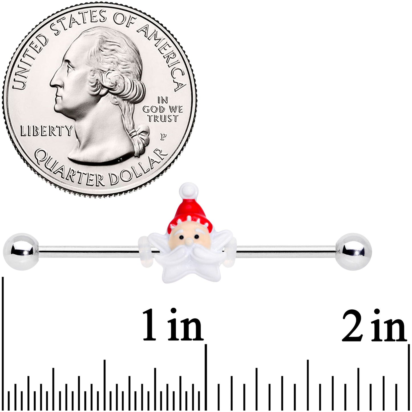 14G Santas Beard Holiday Christmas Industrial Barbell 38mm