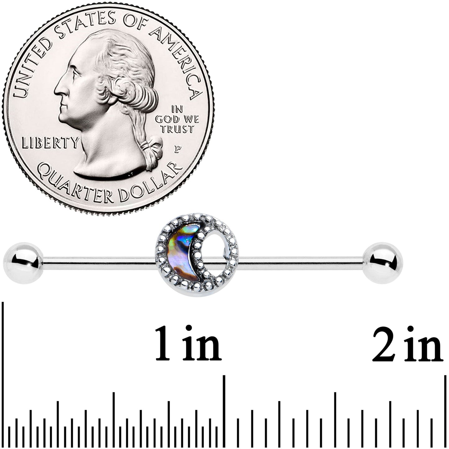 14G Iridescent Crescent Moon Industrial Barbell 38mm