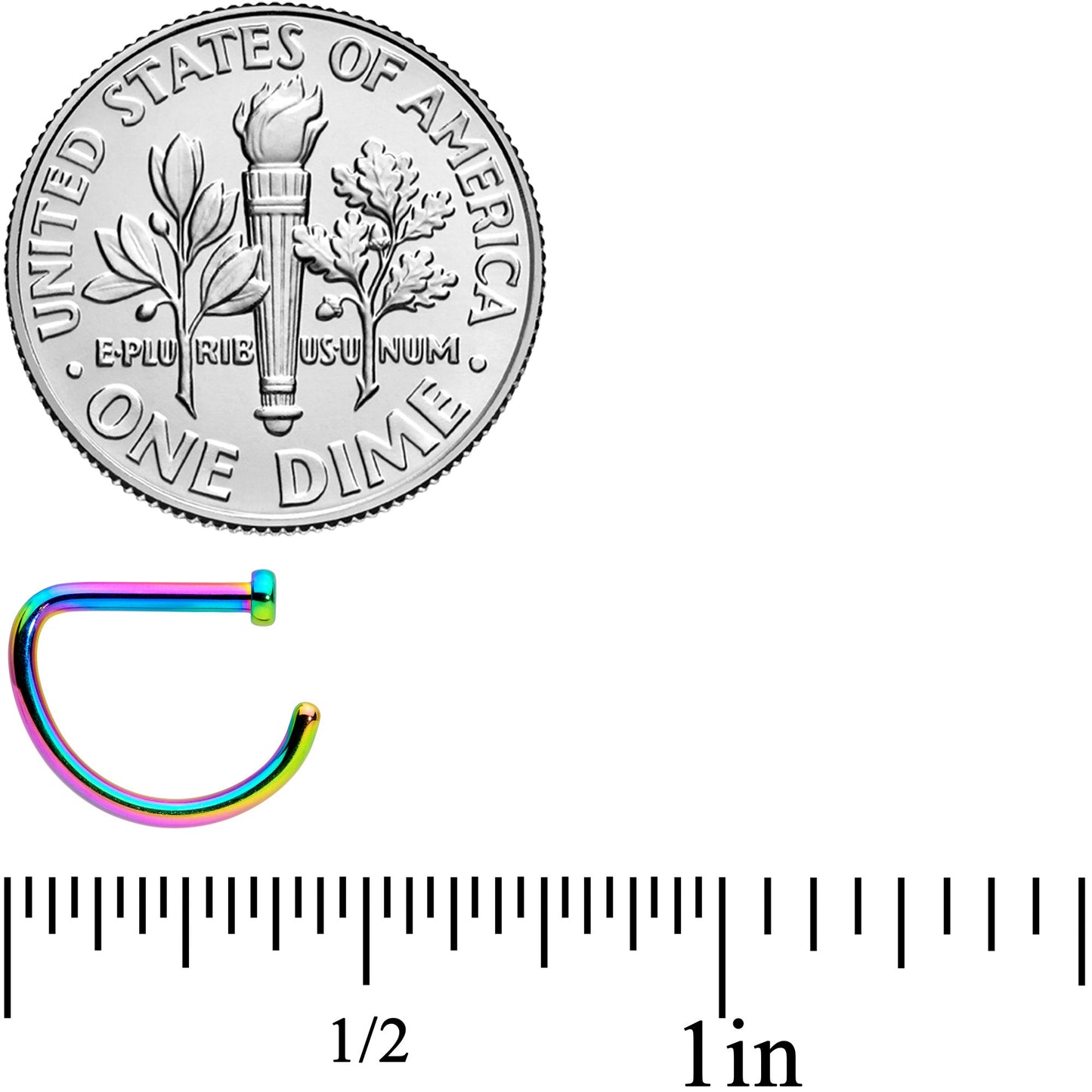 18G 5/16 Rainbow Grade 23 Titanium D Shape Nose Hoop