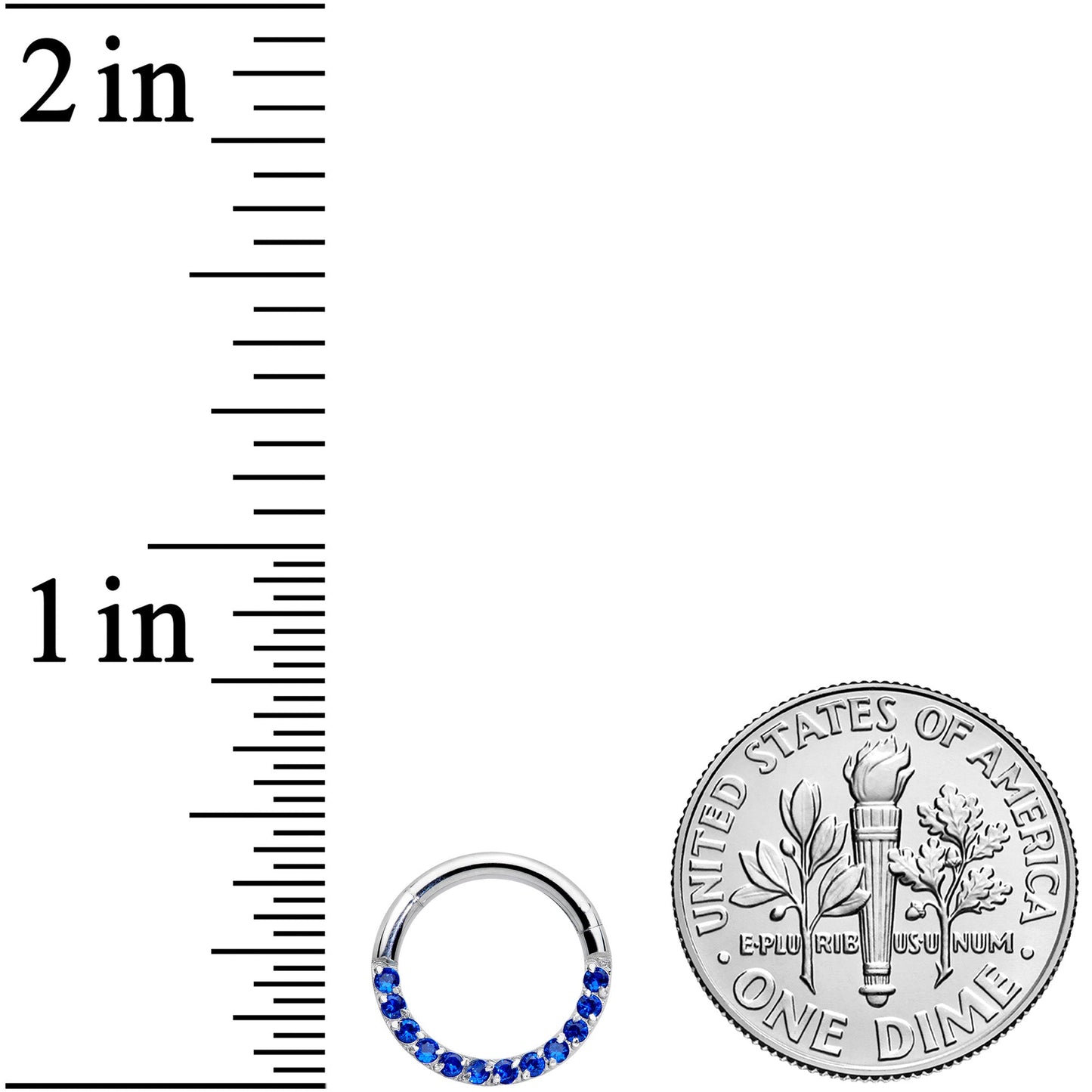 16G 5/16 Deep Blue Gem Paved Elegance Hinged Segment Ring