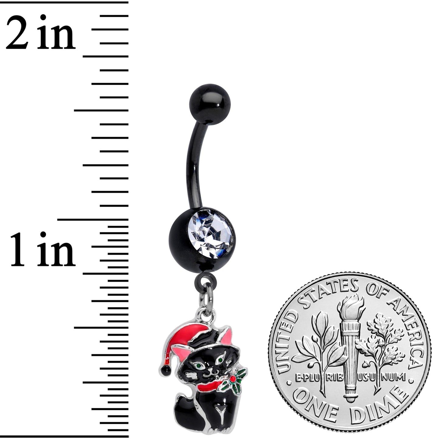 Black Santa Claus Black Cat Christmas Dangle Belly Ring