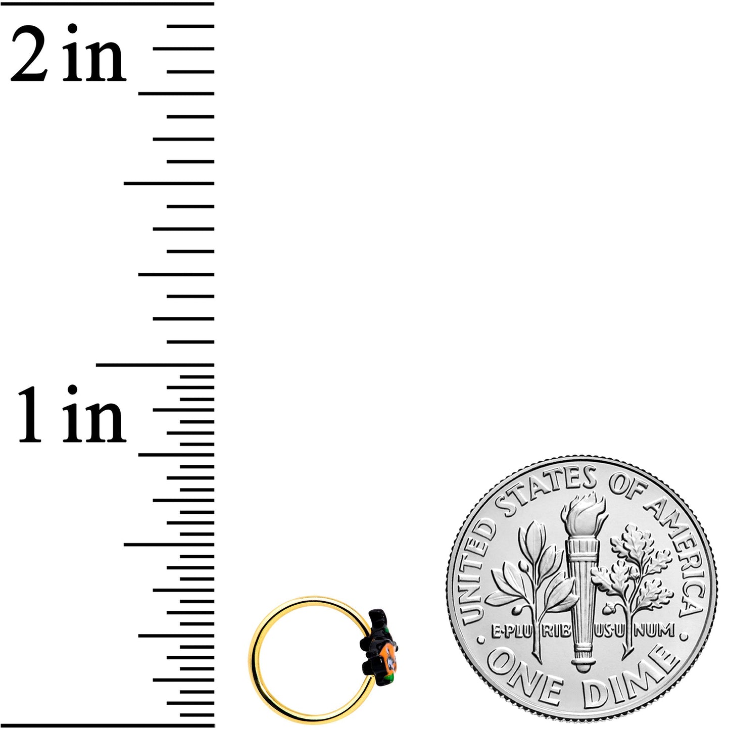 20G 5/16 Gold Tone Growling Pumpkin Halloween Nose Hoop