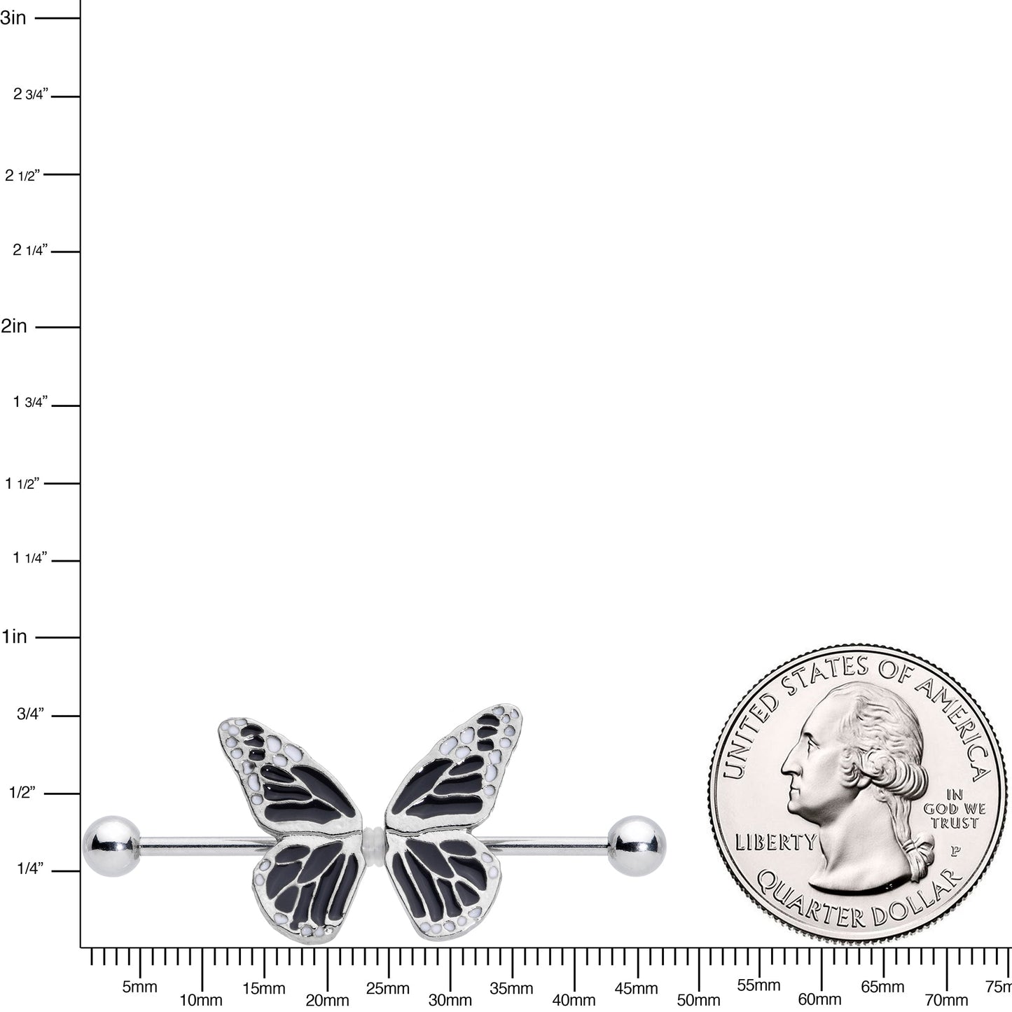 14G 7/8 Split Butterfly Barbell Nipple Ring Set