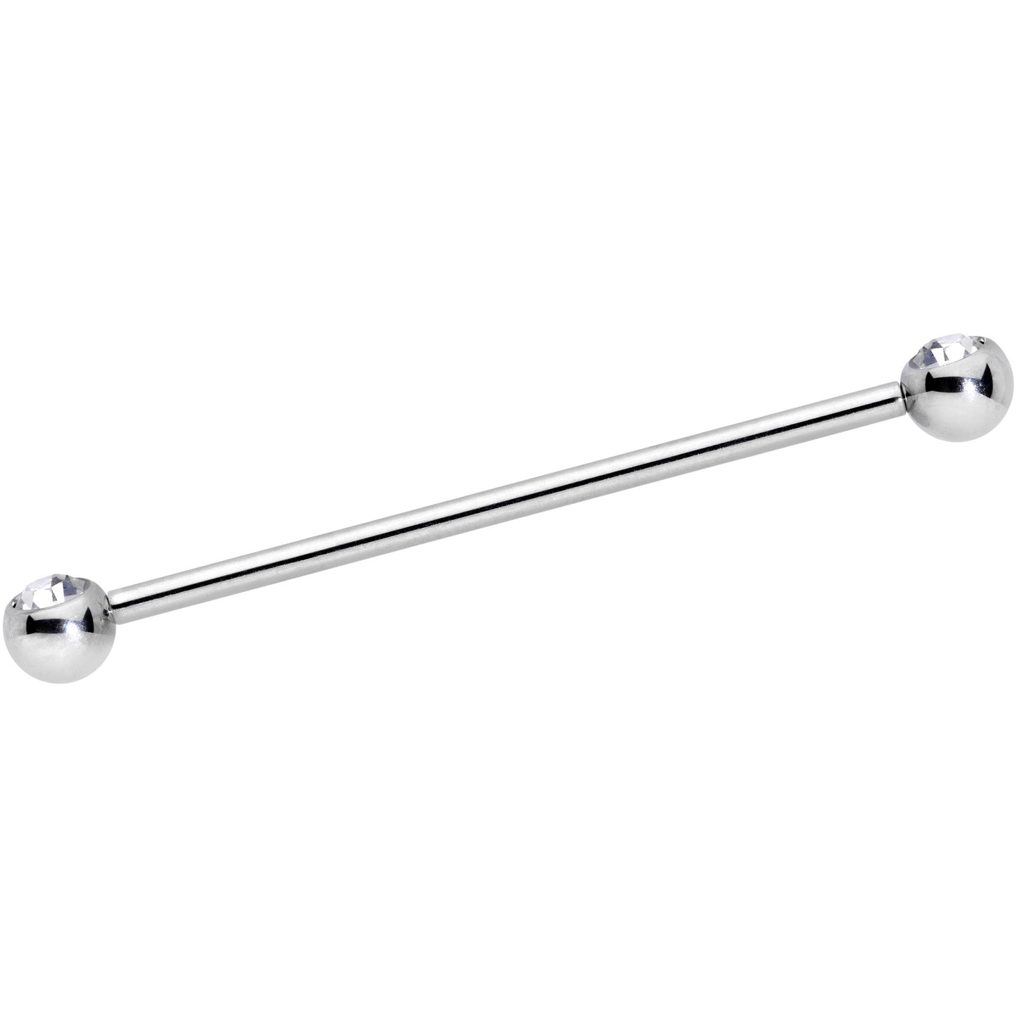 14G Clear Gem Ball Ends Industrial Barbell 35mm