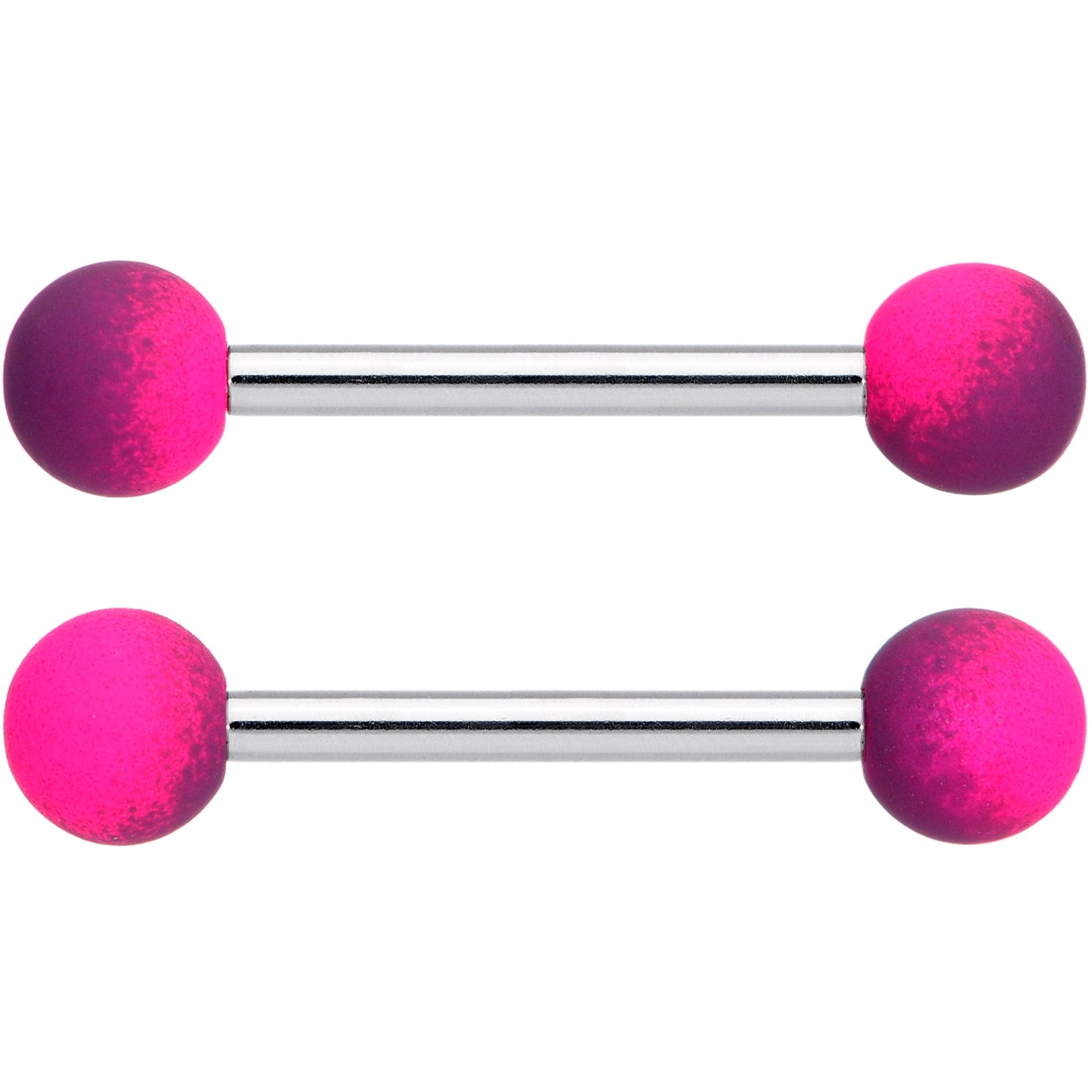 14G 9/16 Pink Purple Ombre Soft Finish Barbell Nipple Ring Set