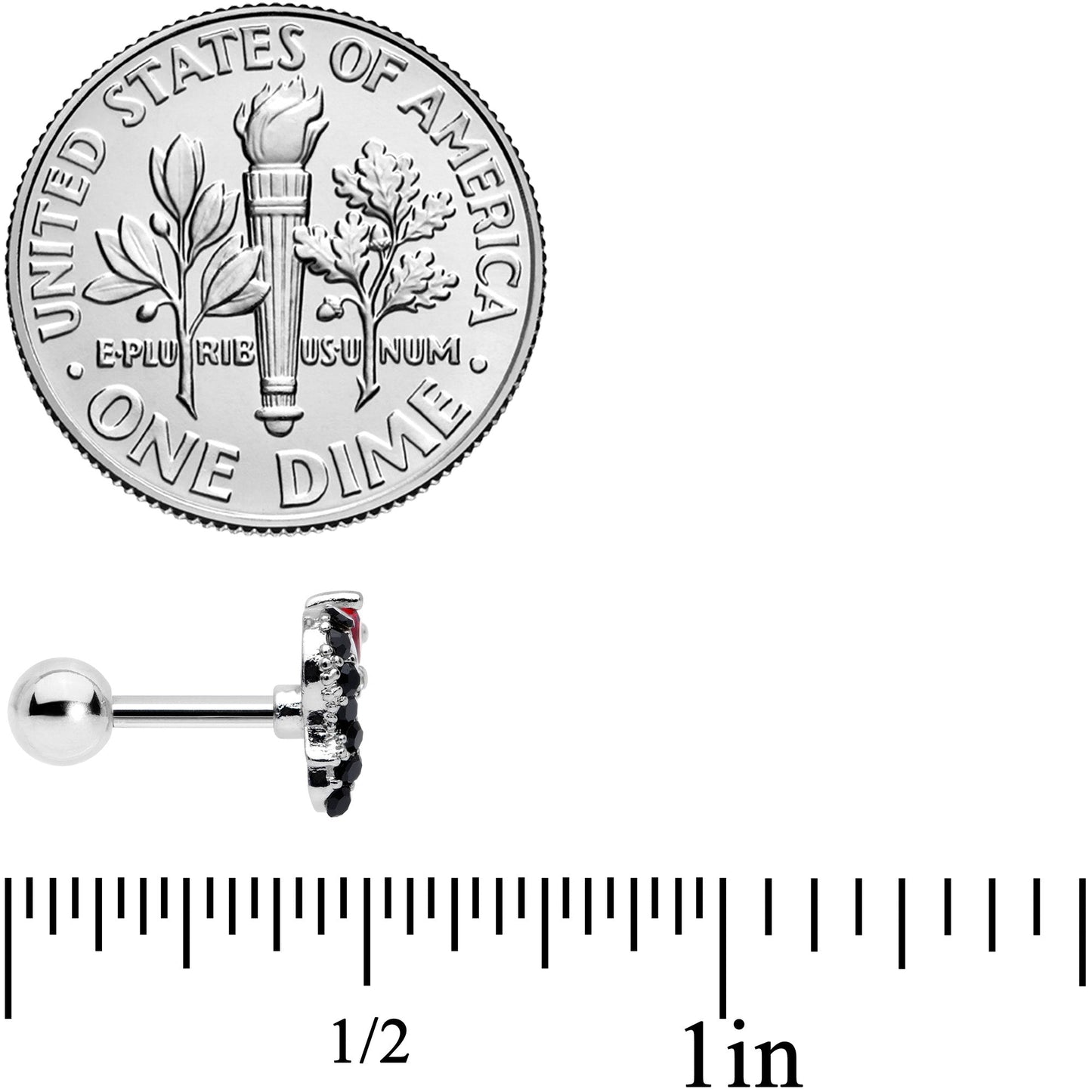 16G 1/4 Red Gem Penguin Heart Valentines Day Cartilage Tragus