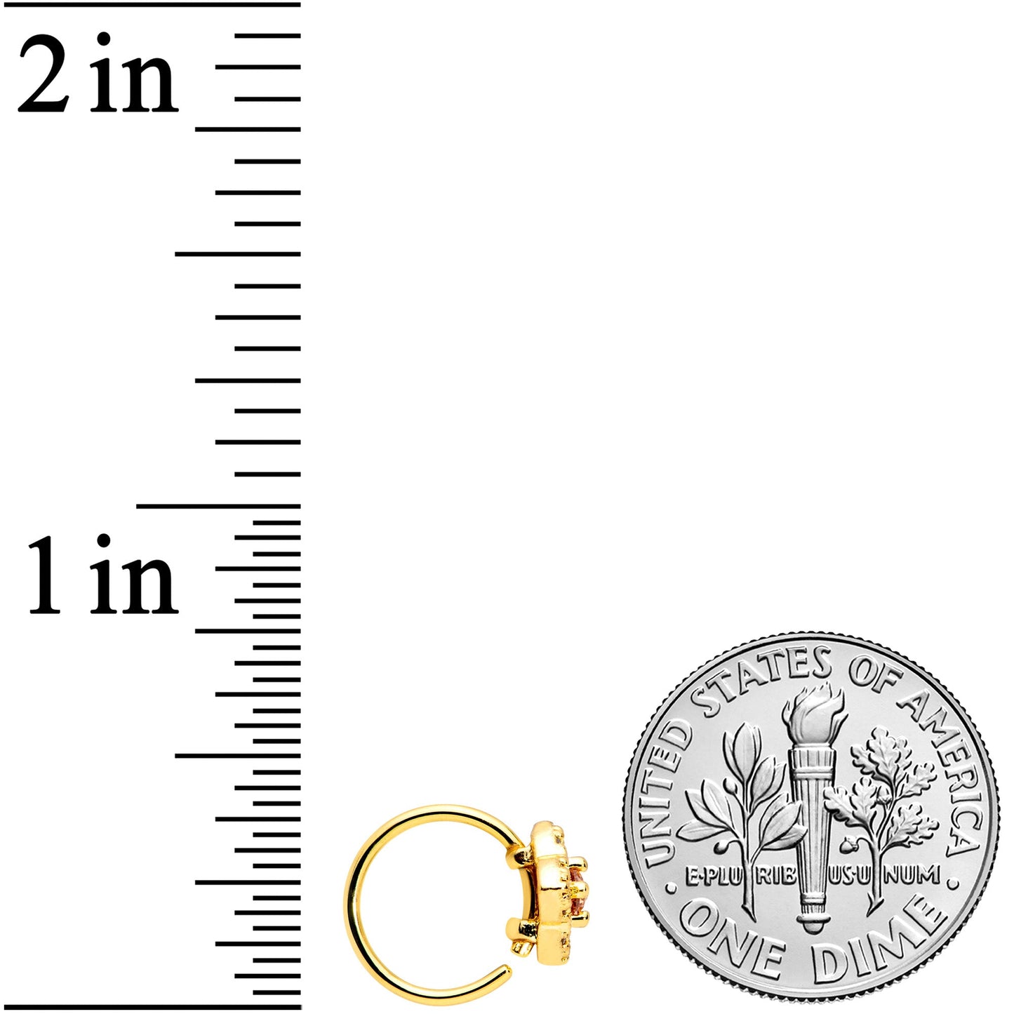 20G 5/16 Yellow Clear CZ Gem Gold Tone Rhombus Royale Nose Hoop