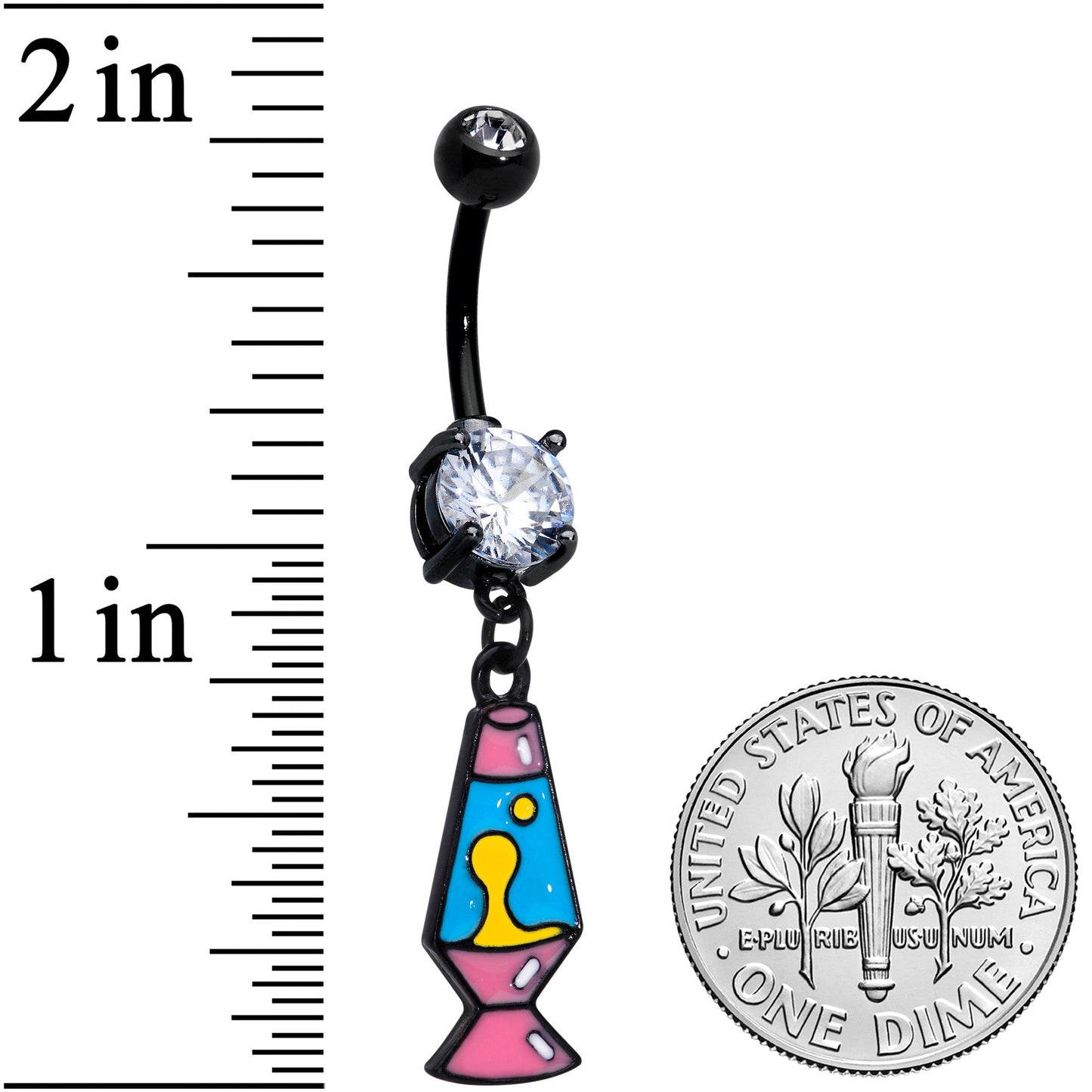 Clear CZ Gem Black Retro Lava Lamp Dangle Belly Ring
