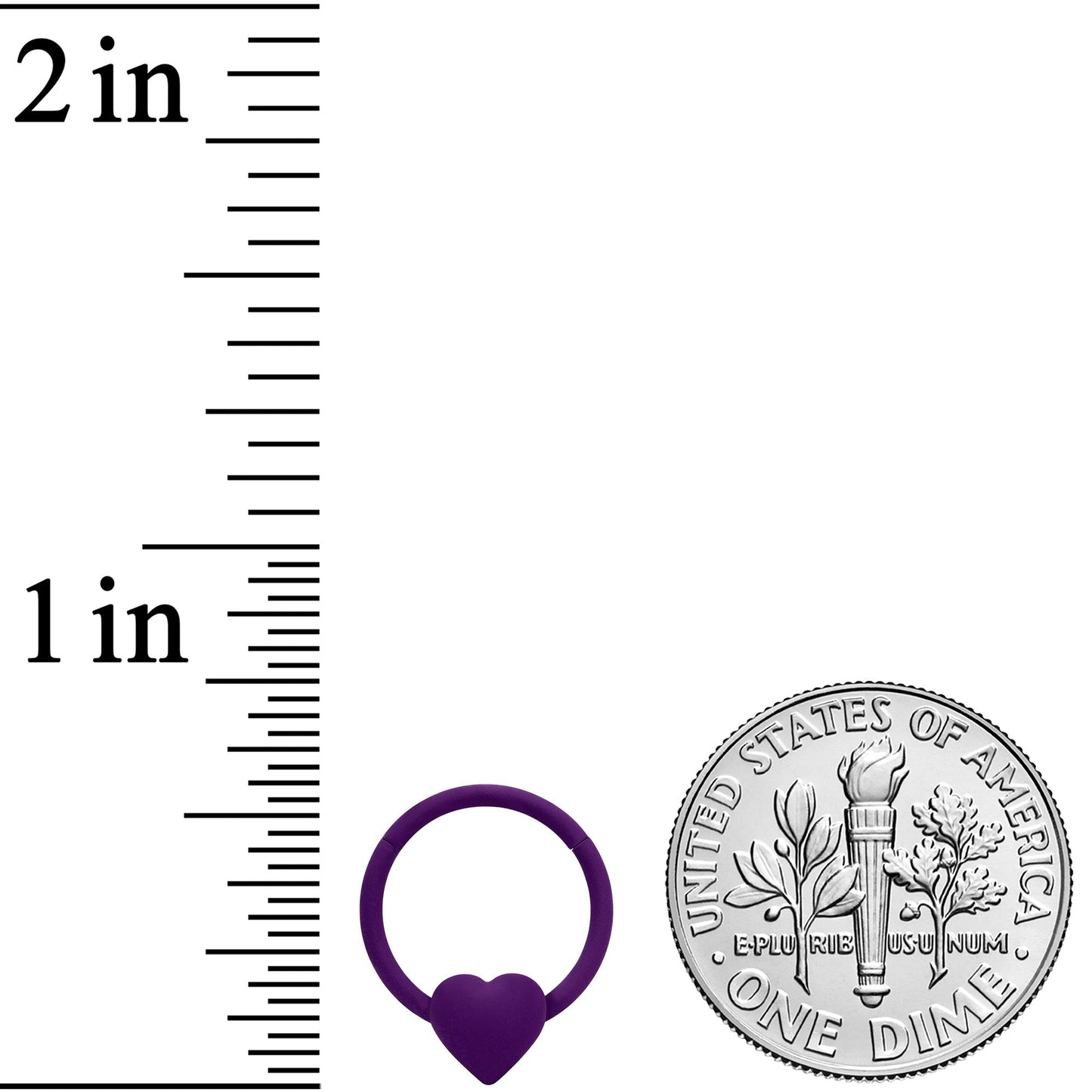 18G 3/8 Purple Matte Little Heart Hinged Segment Ring