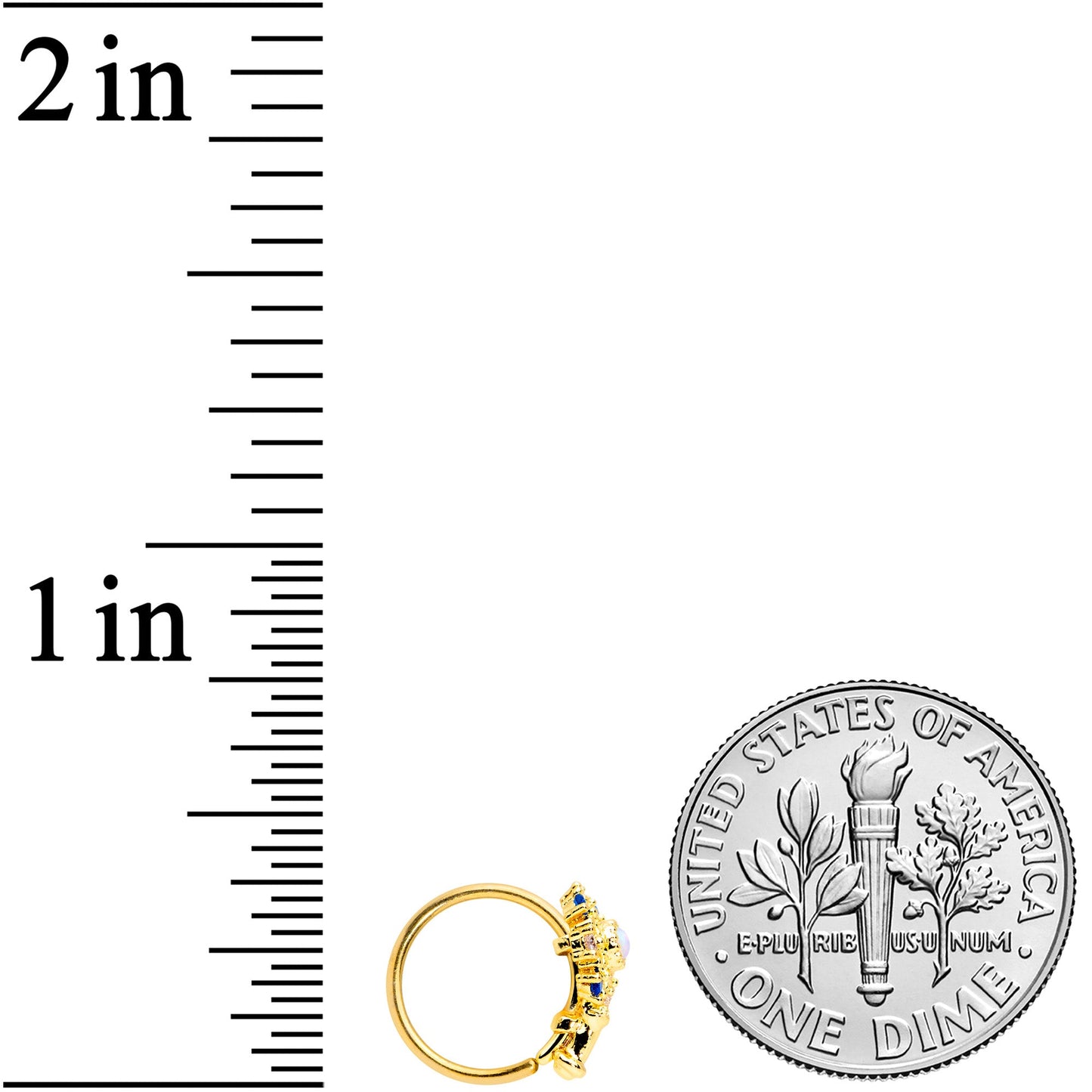 20G 5/16 White Synthetic Opal Gold Tone Key Nose Hoop