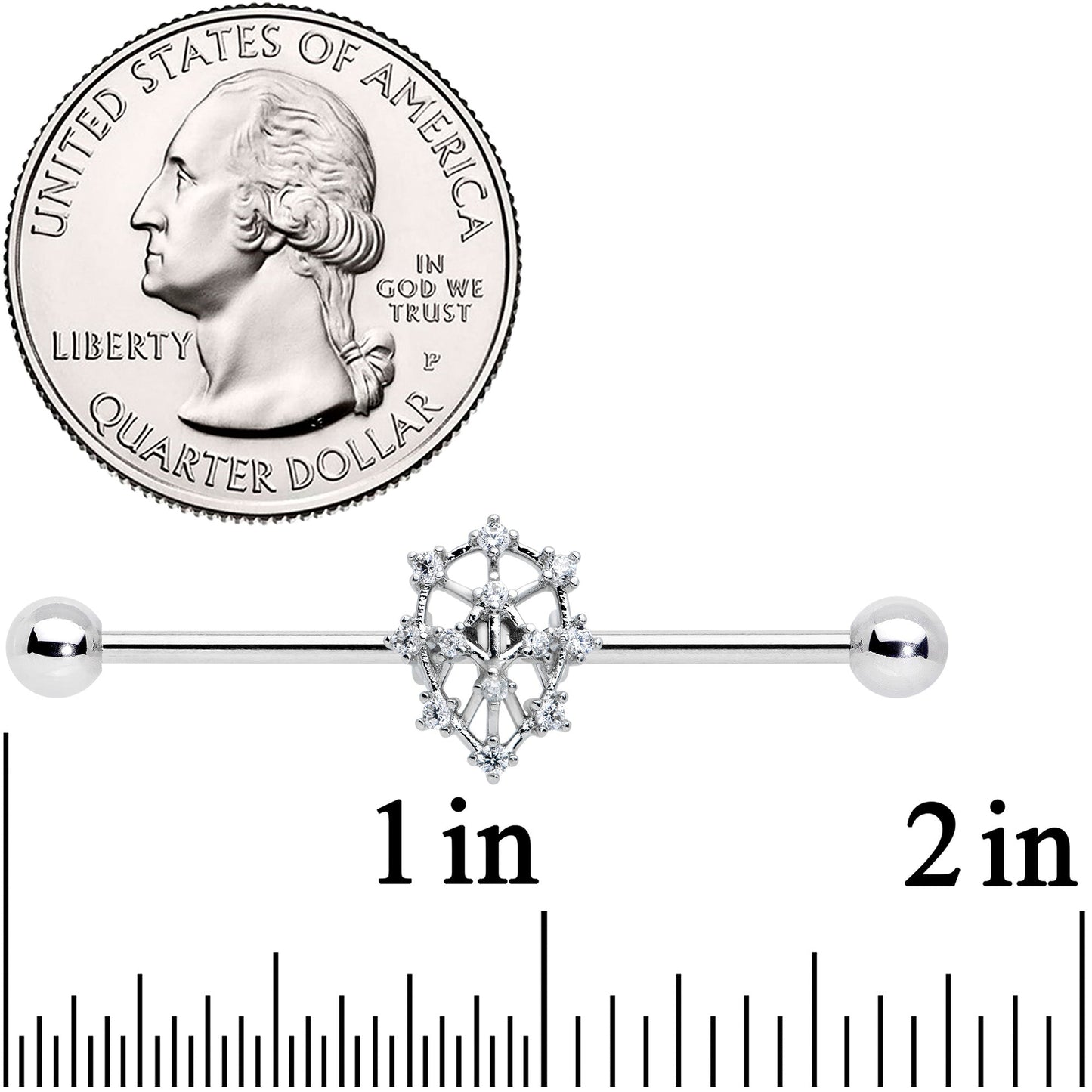 14G Clear CZ Gem Constellation Industrial Barbell 38mm