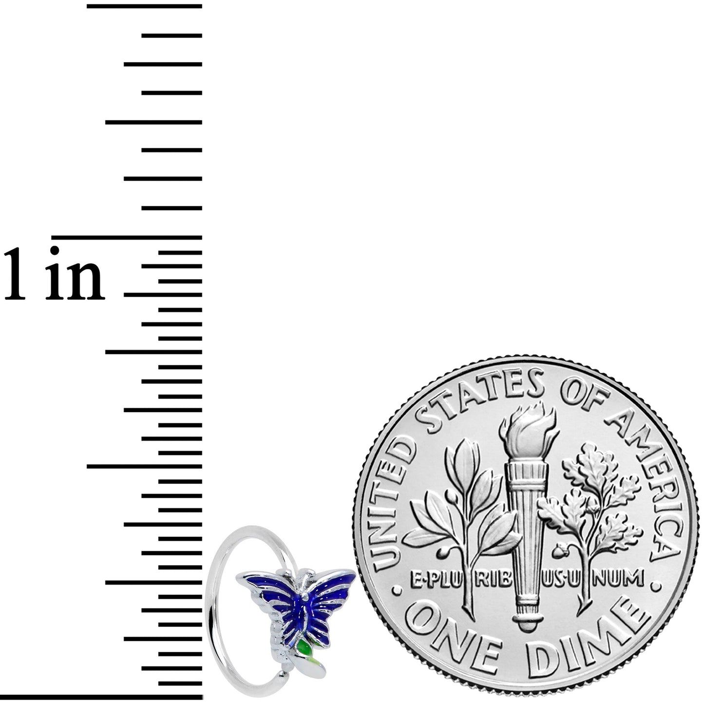 20G 5/16 Beautiful Blue Butterfly Nose Hoop