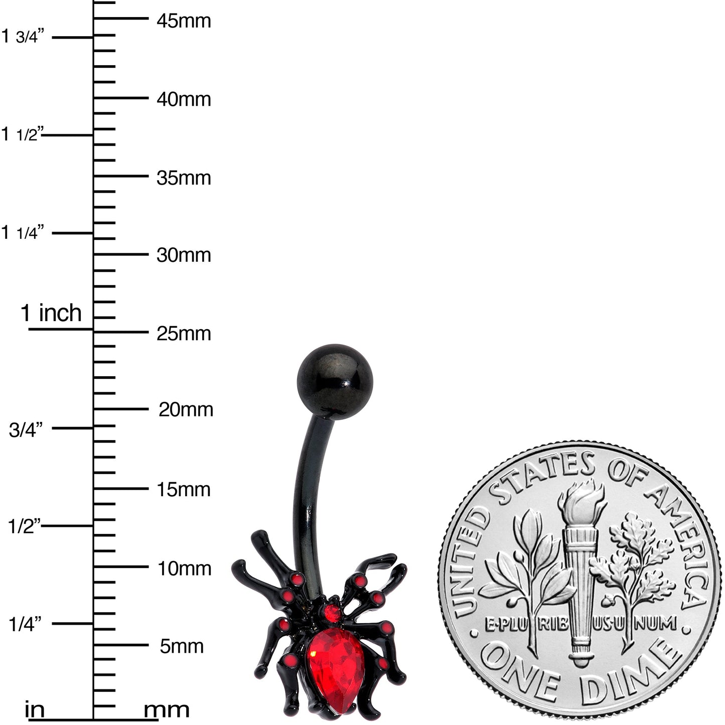 Red Gem Black Sexy Little Spider Halloween Belly Ring