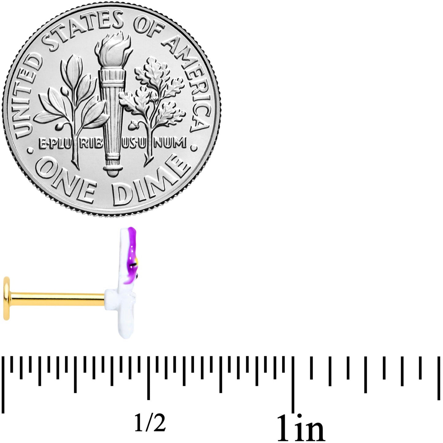 16G 5/16 Gold Tone Ghost Witch Halloween Labret Monroe Tragus