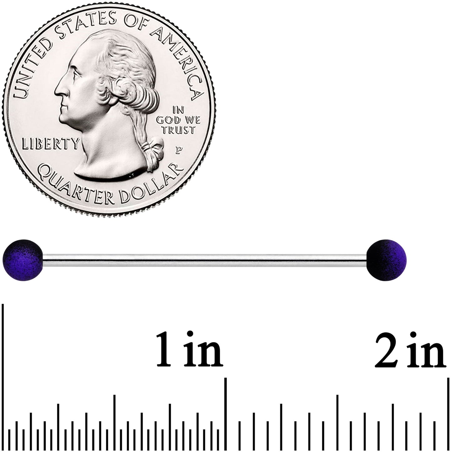 14G Purple Black Ombre Soft Finish Industrial Barbell 38mm