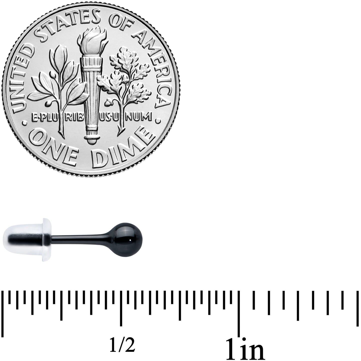 4mm Black Ceramic Ball Stud Earrings 18G