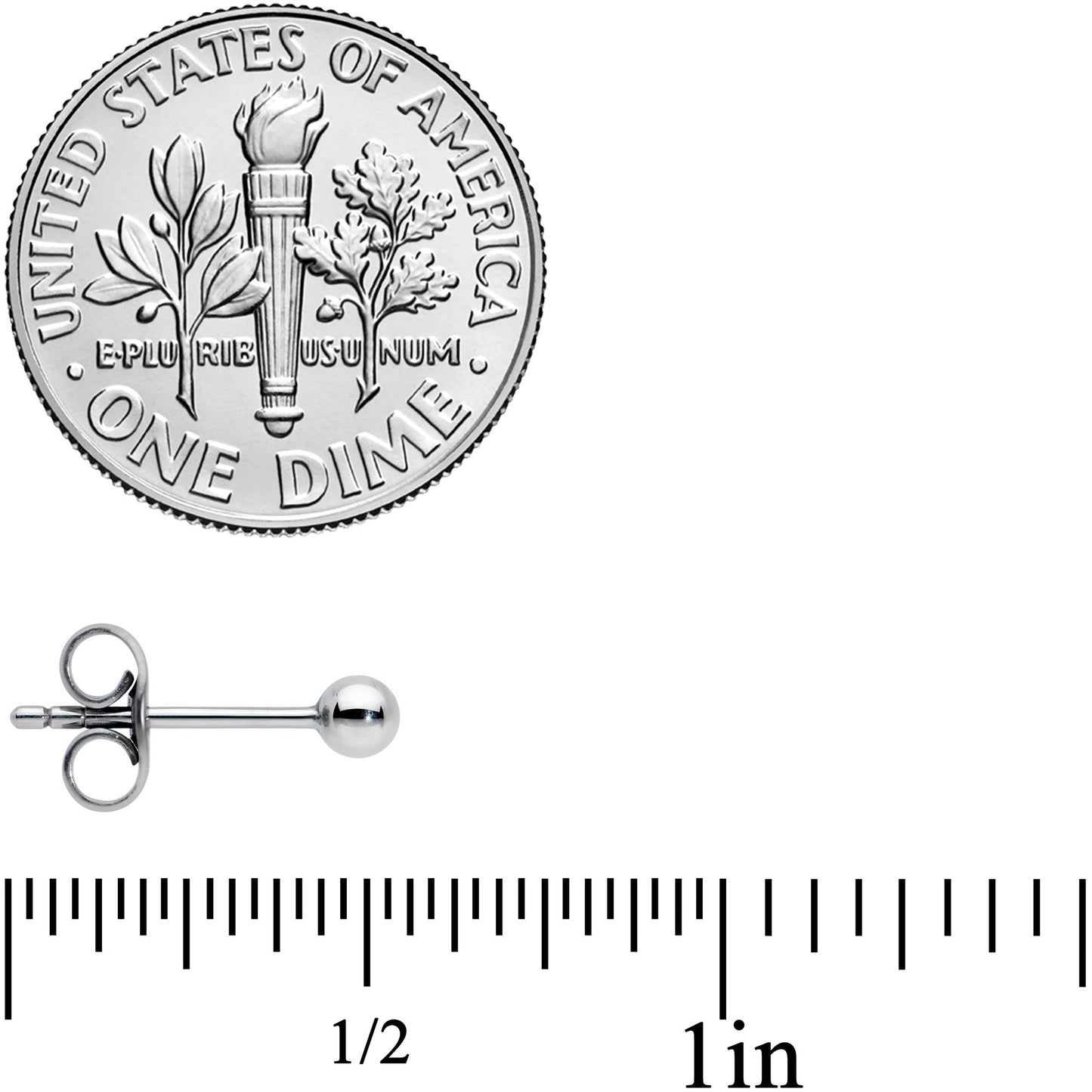 20G 3mm Ball End Grade 23 Titanium Post Stud Earrings