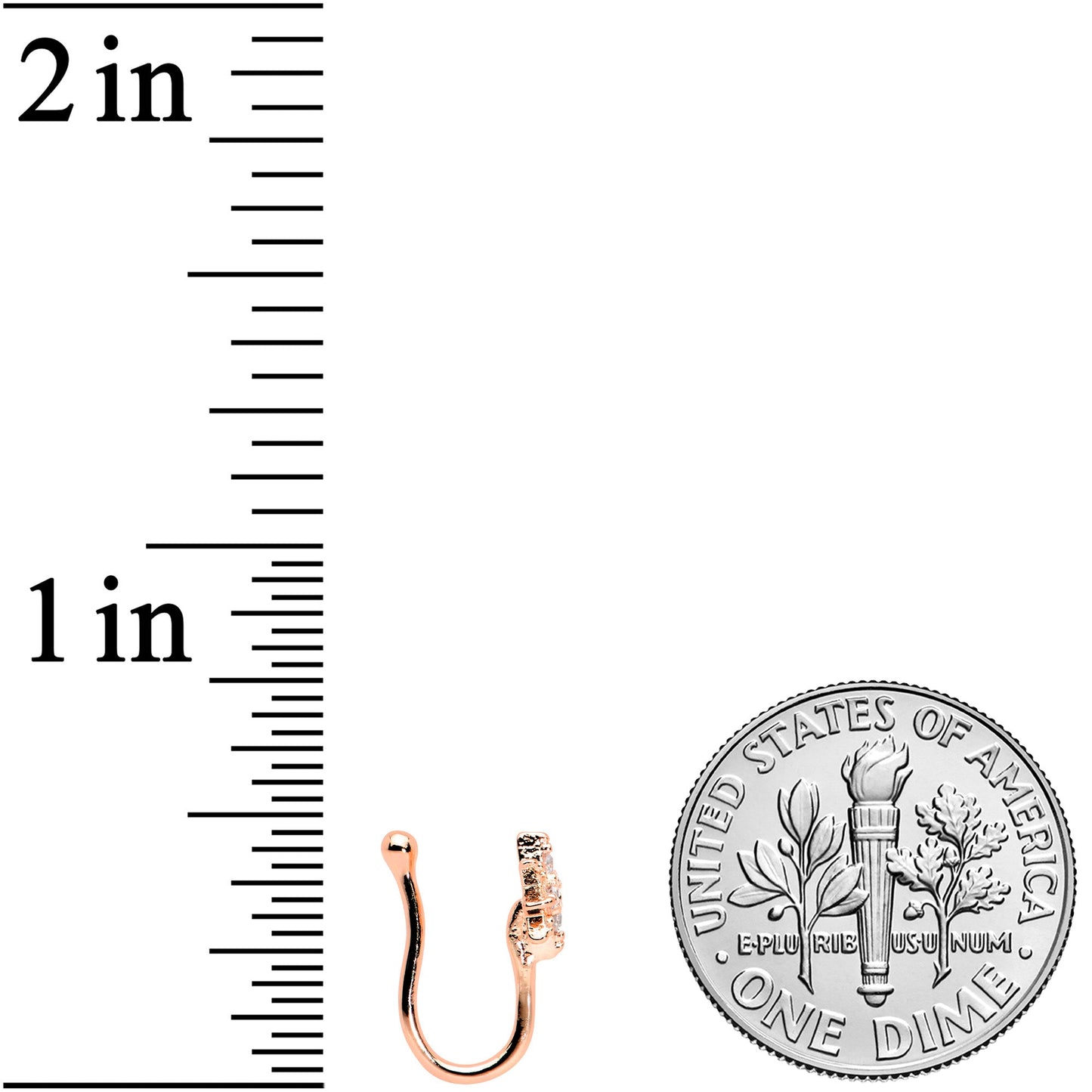 Clear Gem Rose Gold Tone Compass Star Clip On Fake Nose Ring