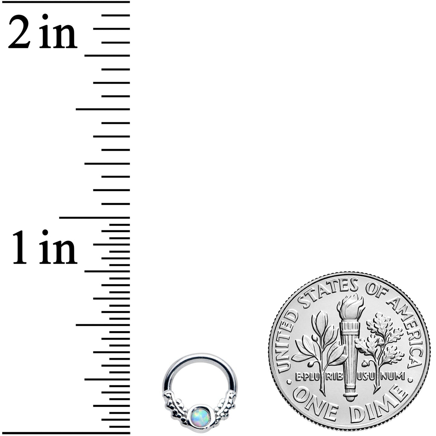 14 16G 1/4 5/16 White Synthetic Opal BCR Captive Ring Set of 4