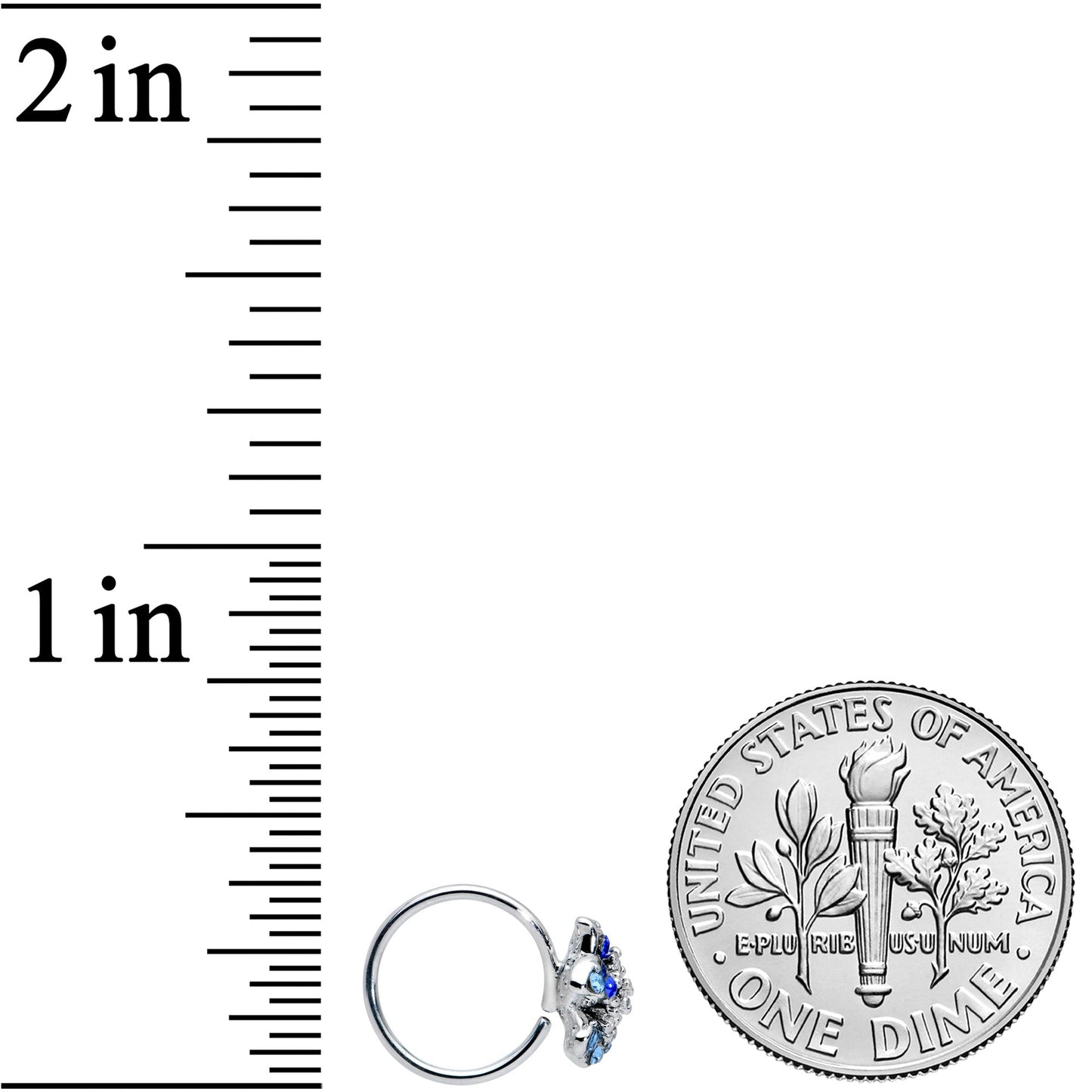 20G 5/16 Clear Blue Gem Evening Flower Nose Hoop