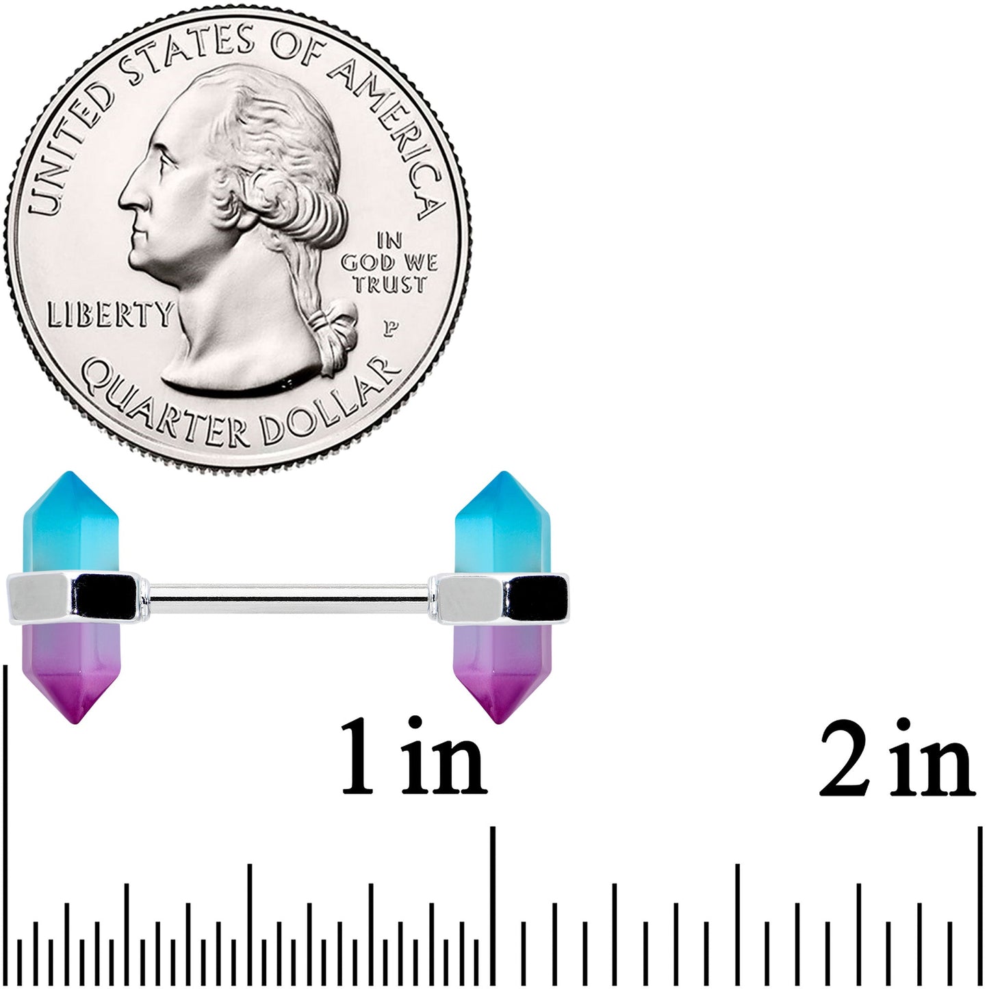 14G 9/16 Purple Ombre Tourmaline Natural Stone Barbell Nipple Ring Set