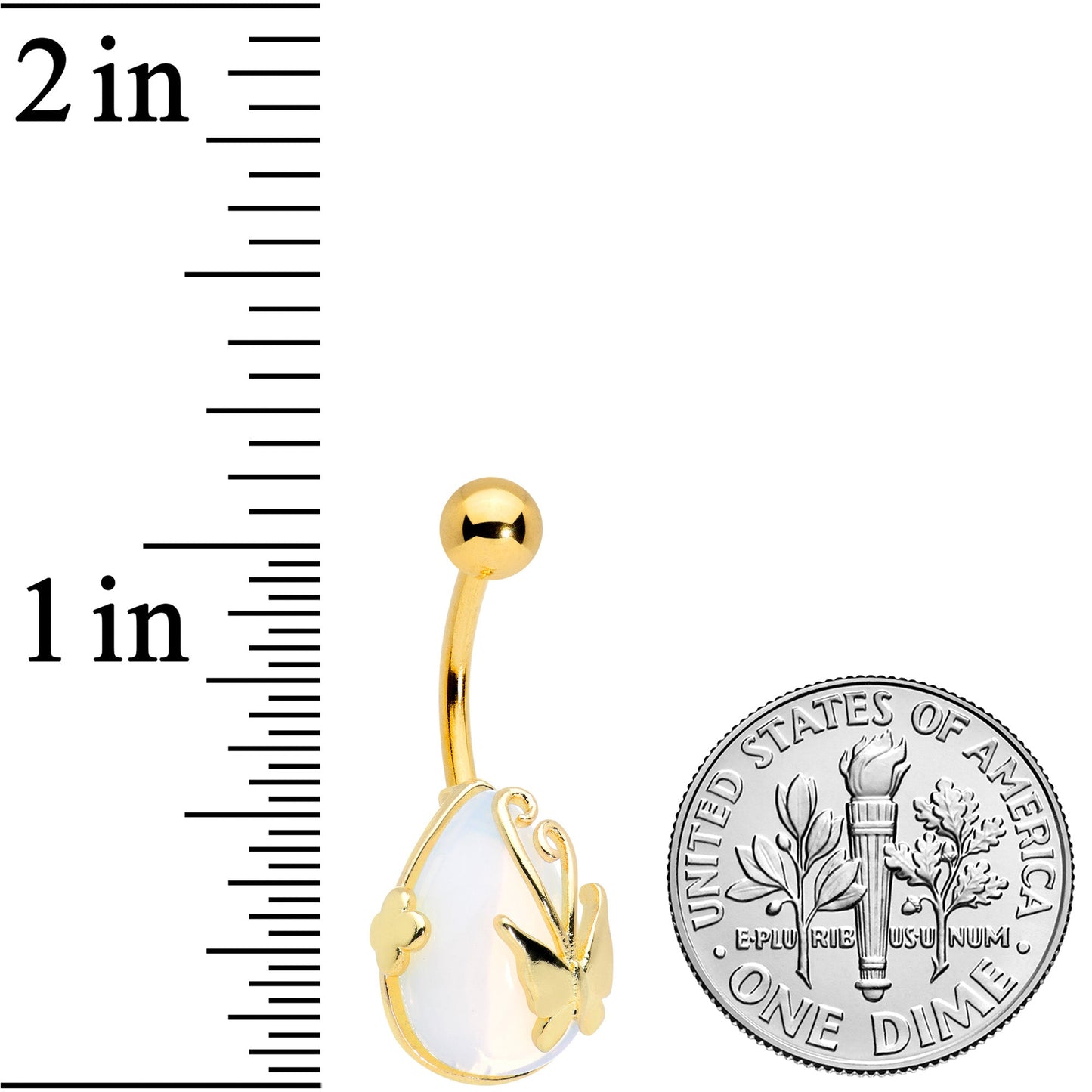 Clear Gem Gold Tone Drop Wrap Butterfly Belly Ring