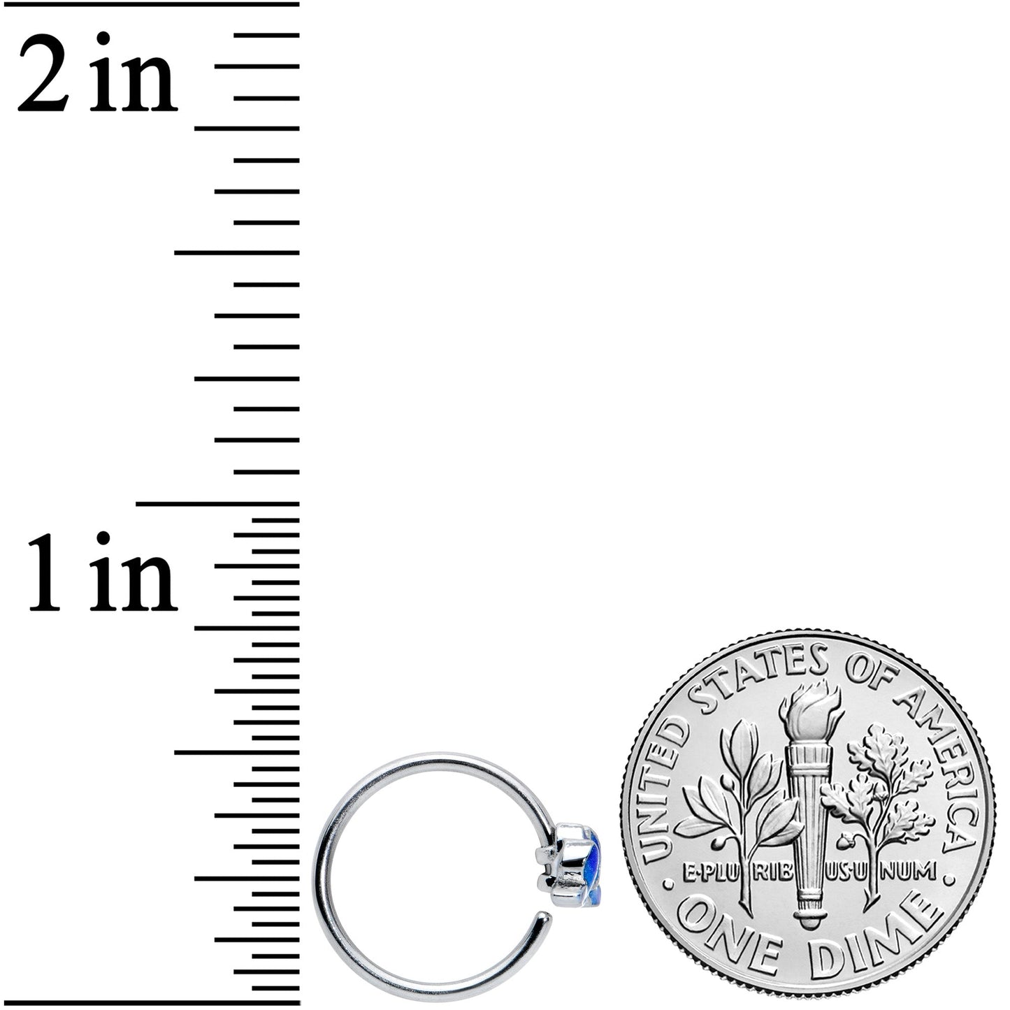 18G 3/8 Lovely Blue Lotus Flower Nose Hoop