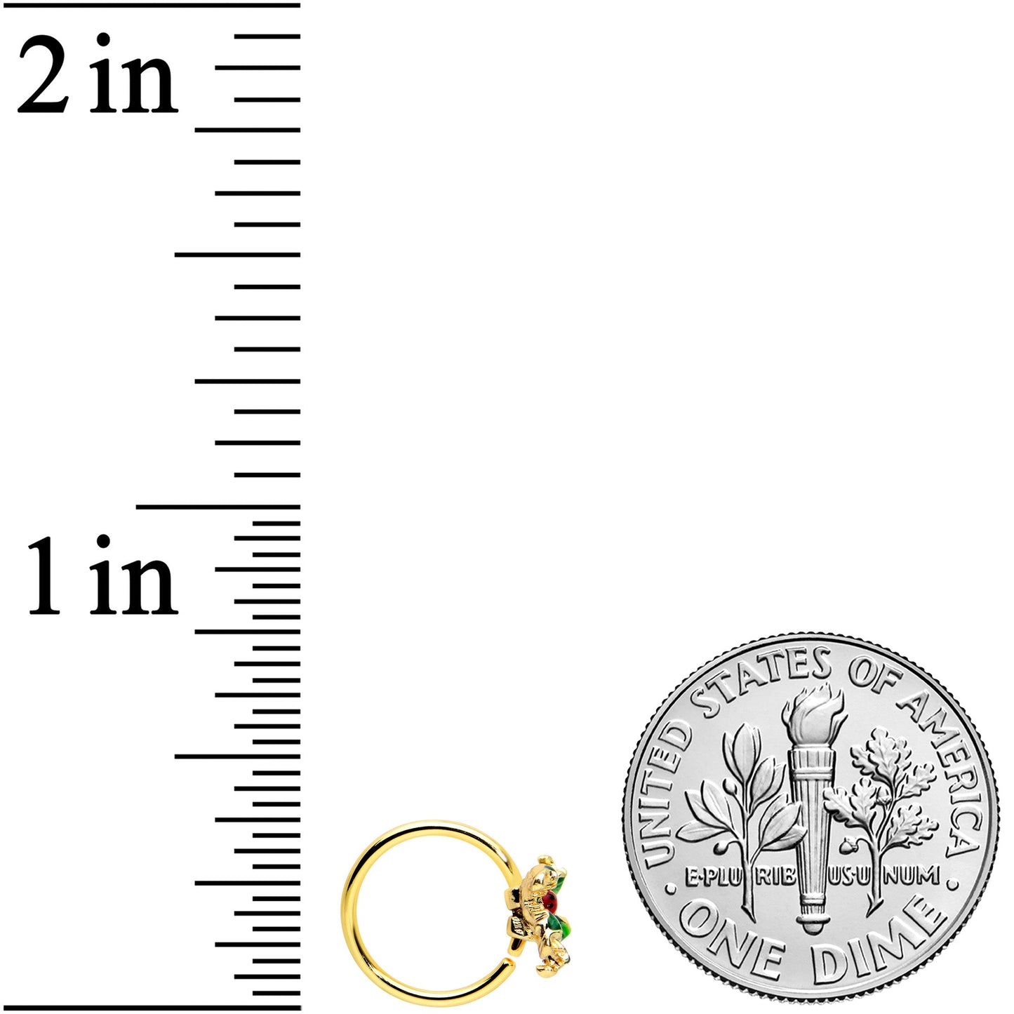 20G 5/16 Gold Tone Tiny Ladybug Leaves Nose Hoop