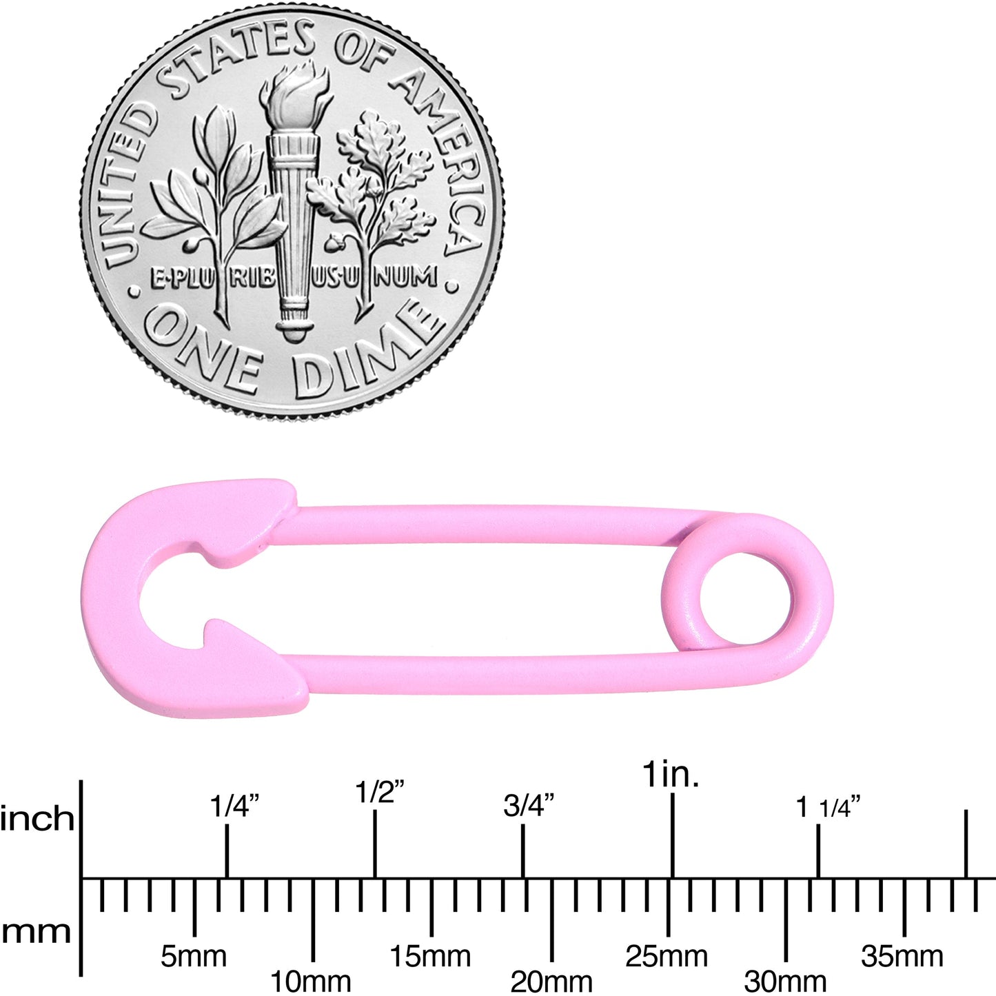 14G 3/4 Pink Matte Punk Rock Safety Pin Barbell Nipple Ring Set