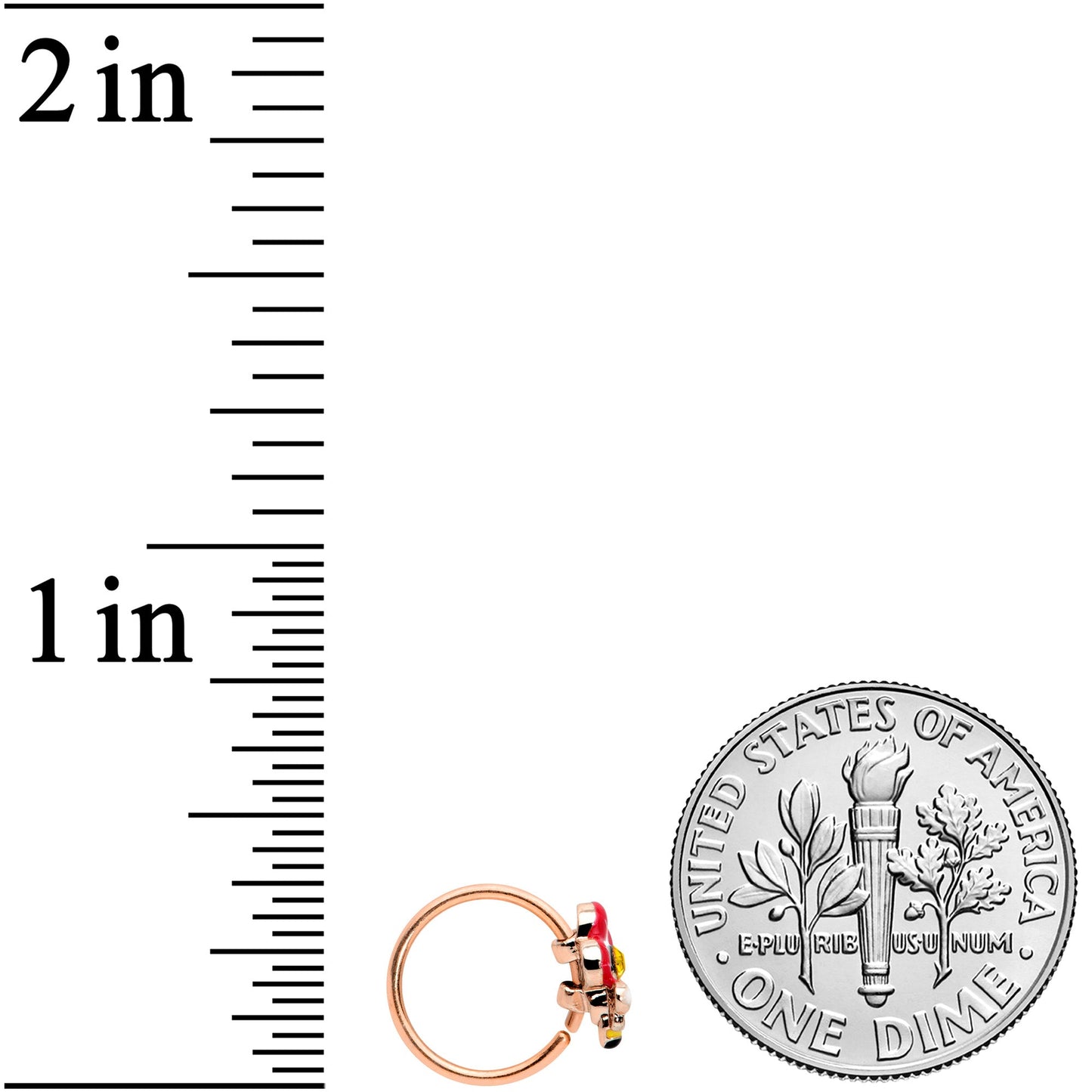 20G 5/16 Yellow Gem Rose Gold Tone Queen Bee Flower Nose Hoop