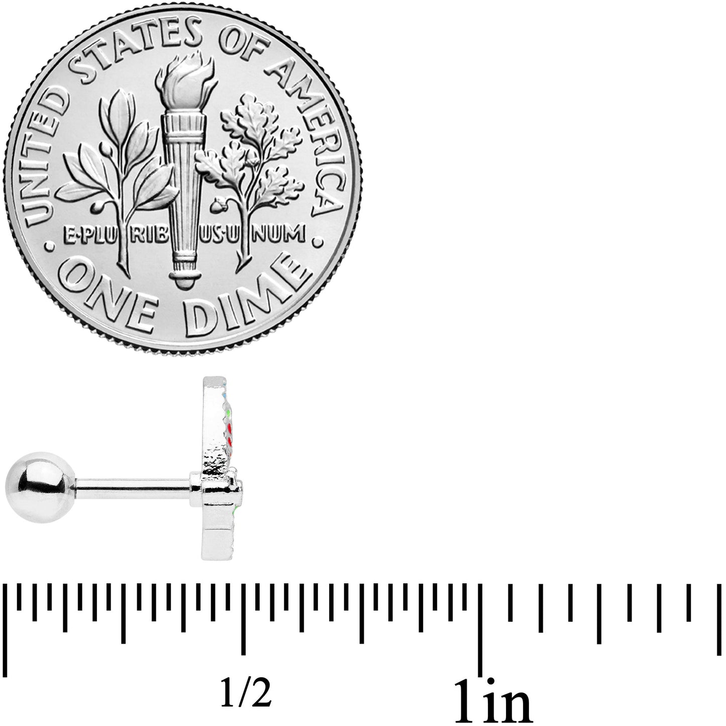 16G 1/4 Mosaic Butterfly Cartilage Tragus Earring